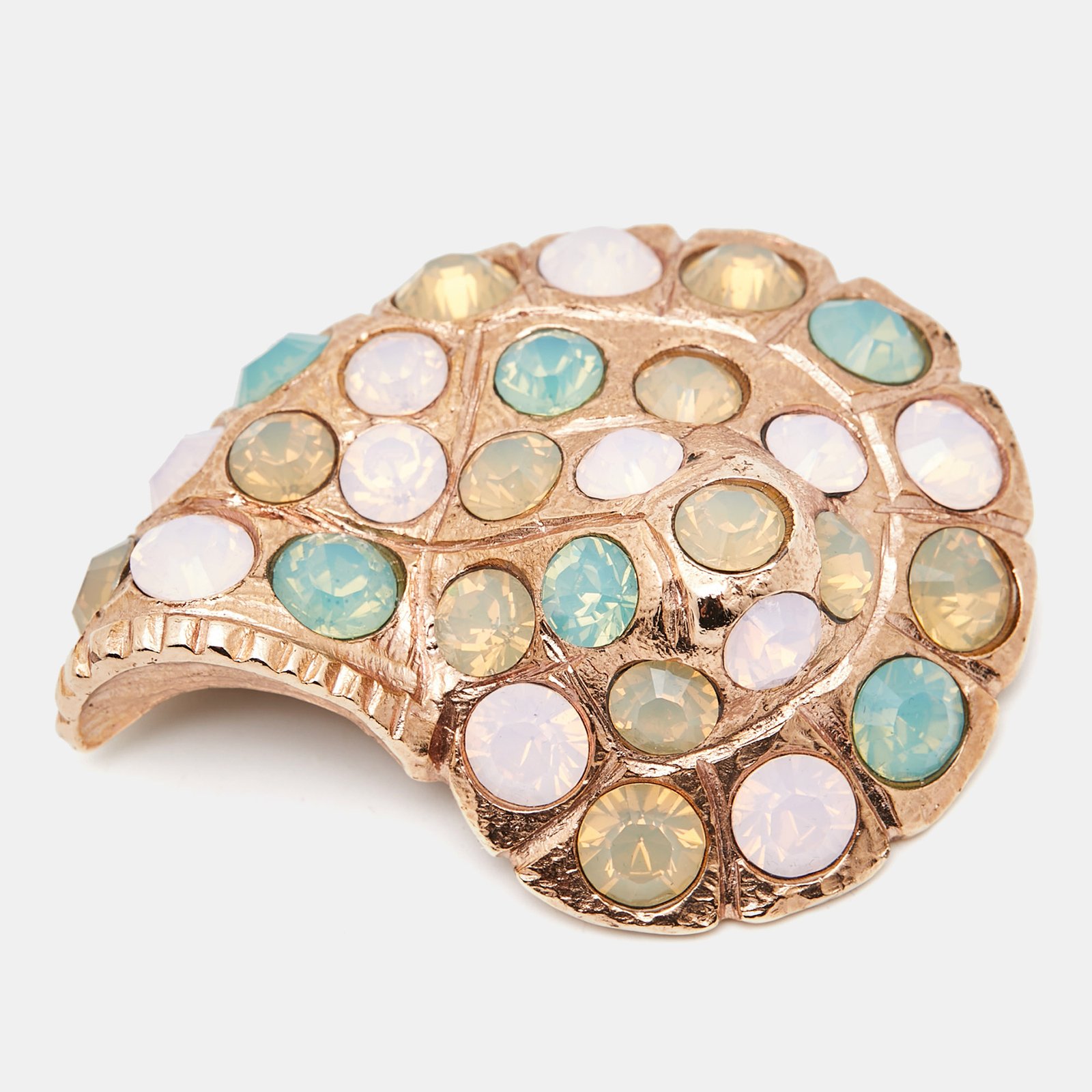 Oscar de la Renta Crystal Gold Tone Brooch