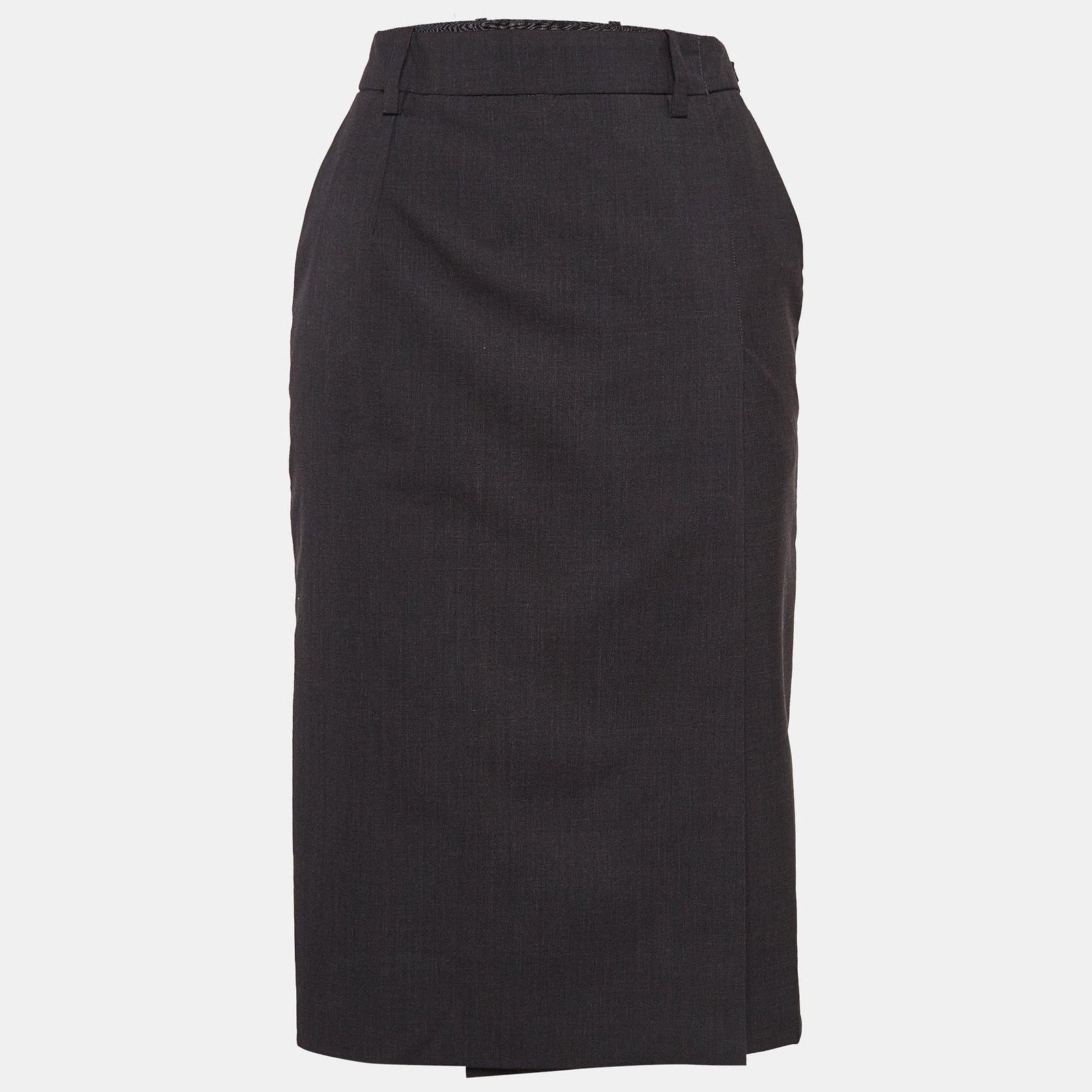 Prada Dark Grey Wool Pencil Skirt XS