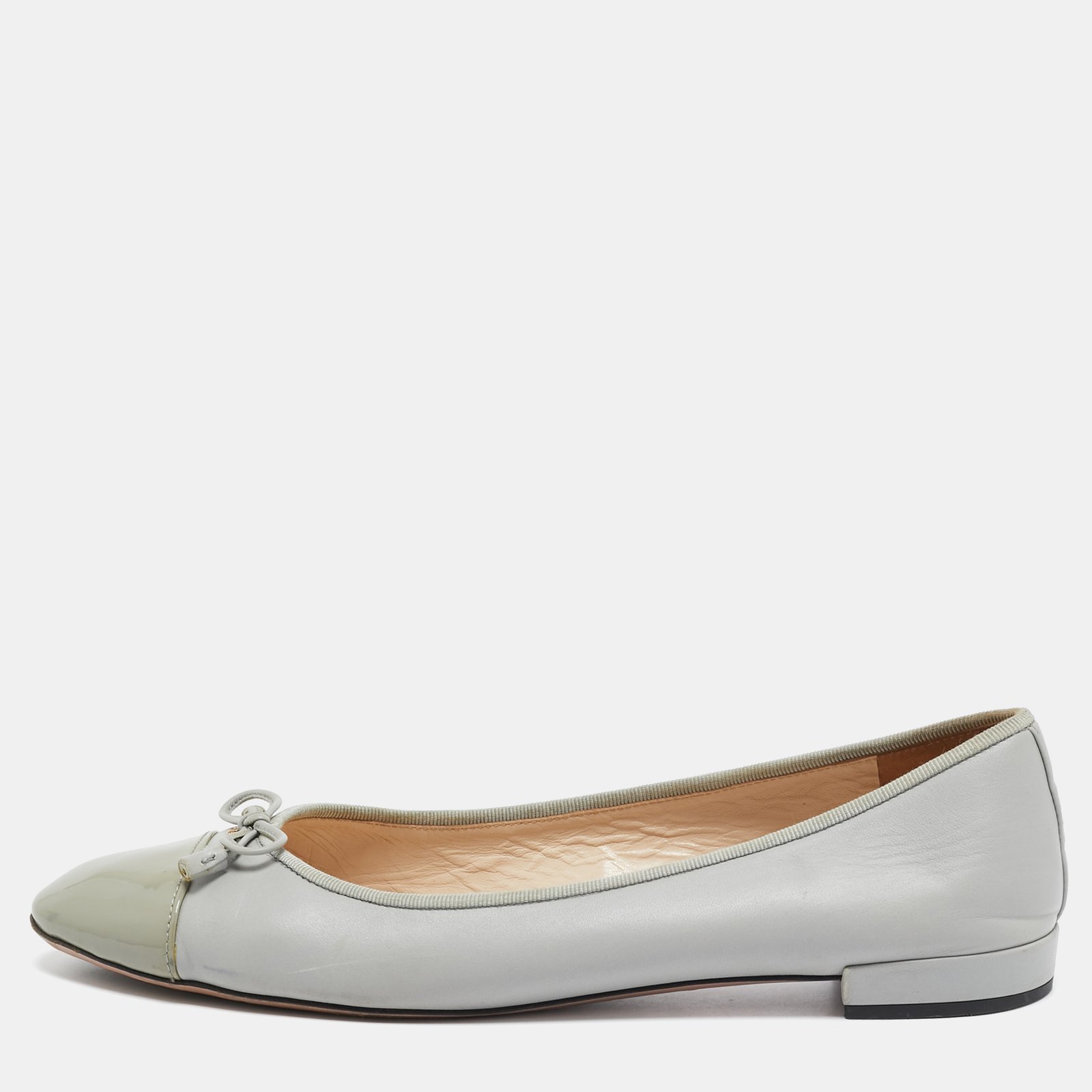 Prada Grey Patent and Leather Ballet Flats Size 42