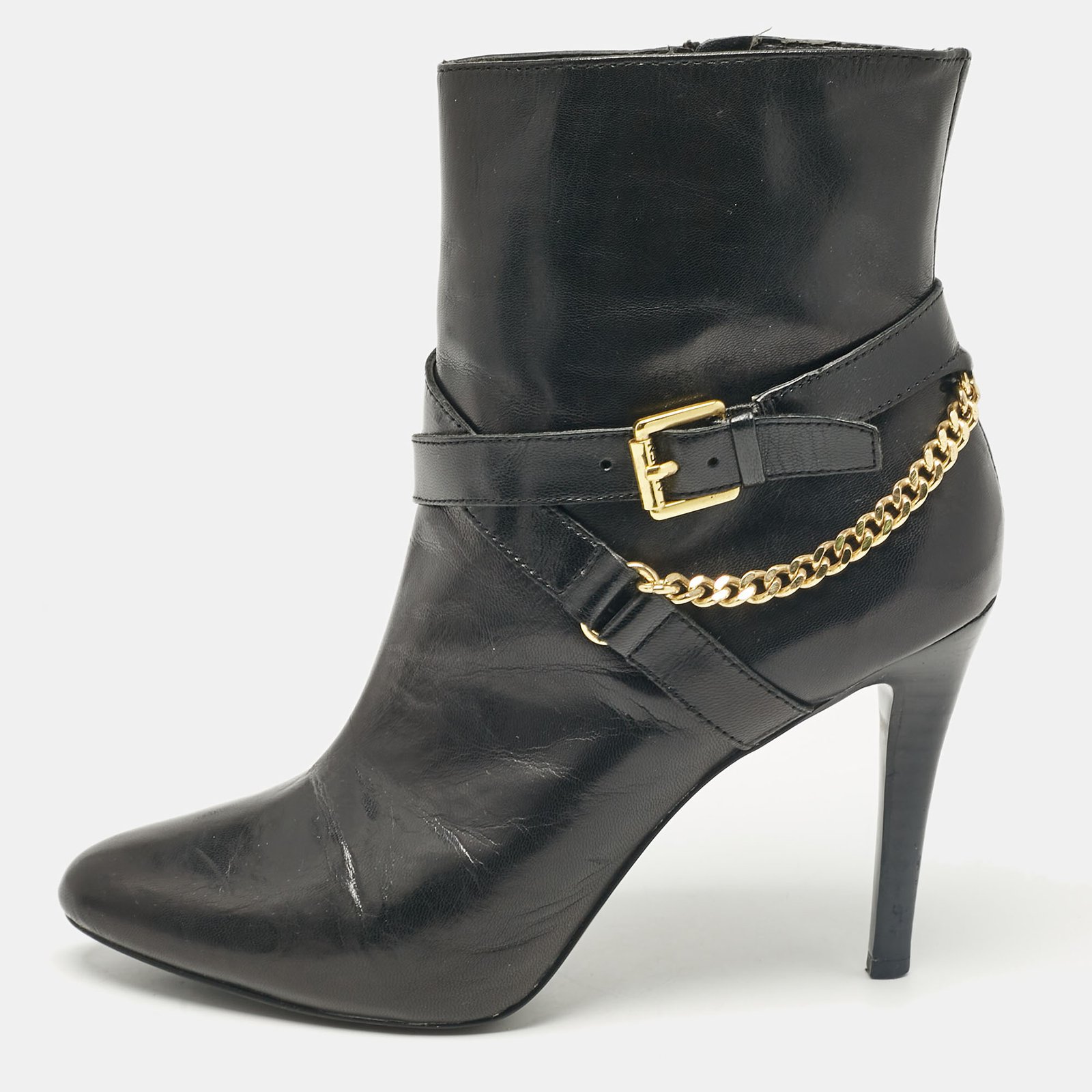 Ralph Lauren Black Leather Ankle Length Boots Size 36.5