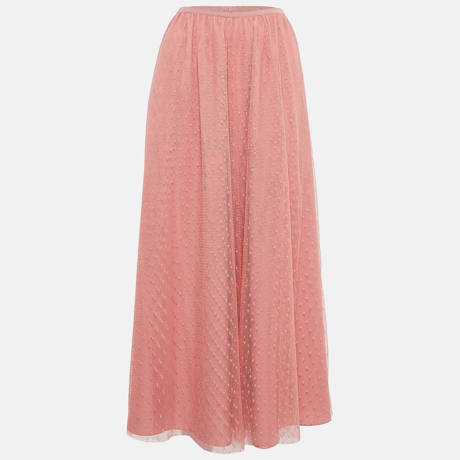 RED Valentino Pink Dot Pattern Tulle Midi Skirt S