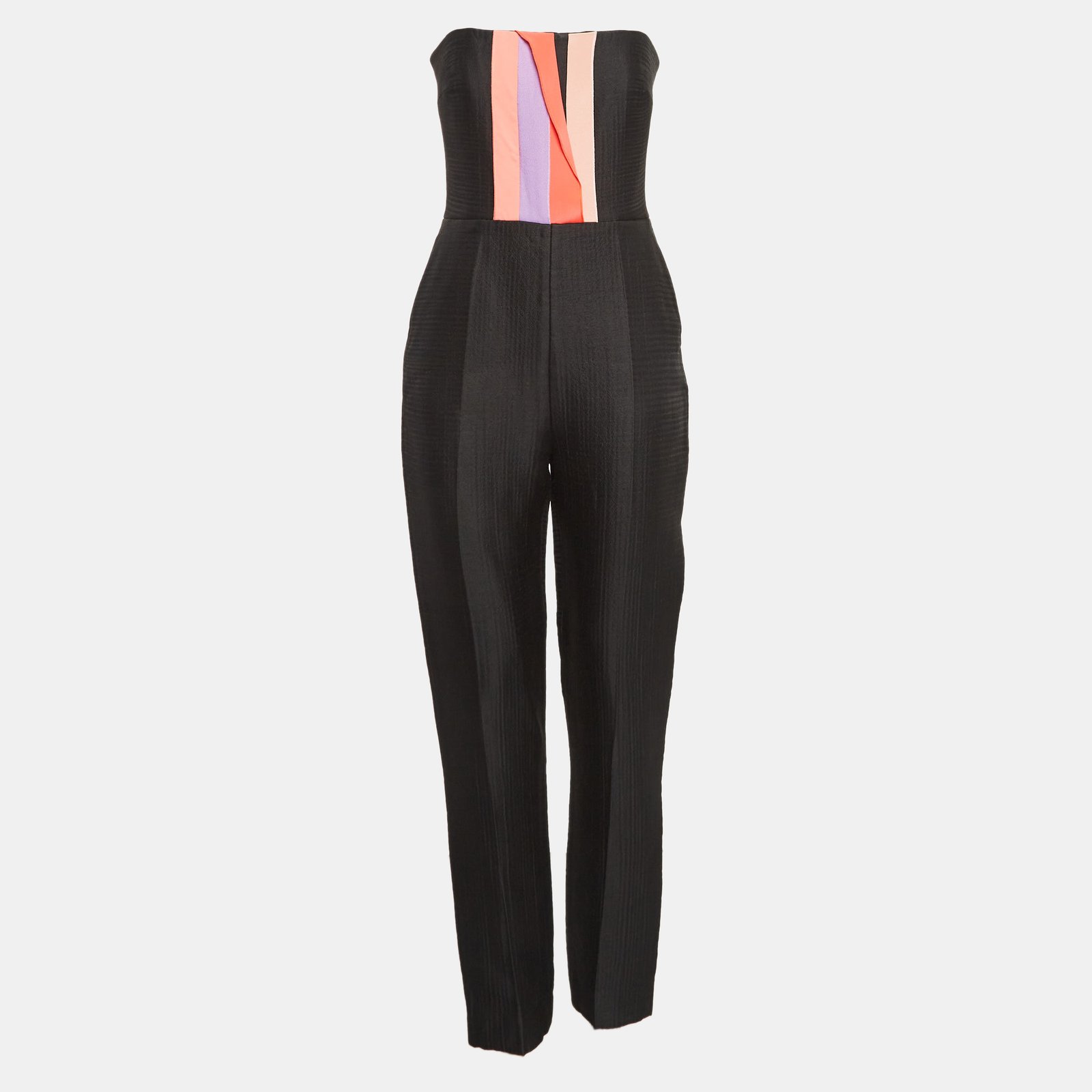 Roksanda Ilincic Black Wool Blend Pleated Strapless Jumpsuit M