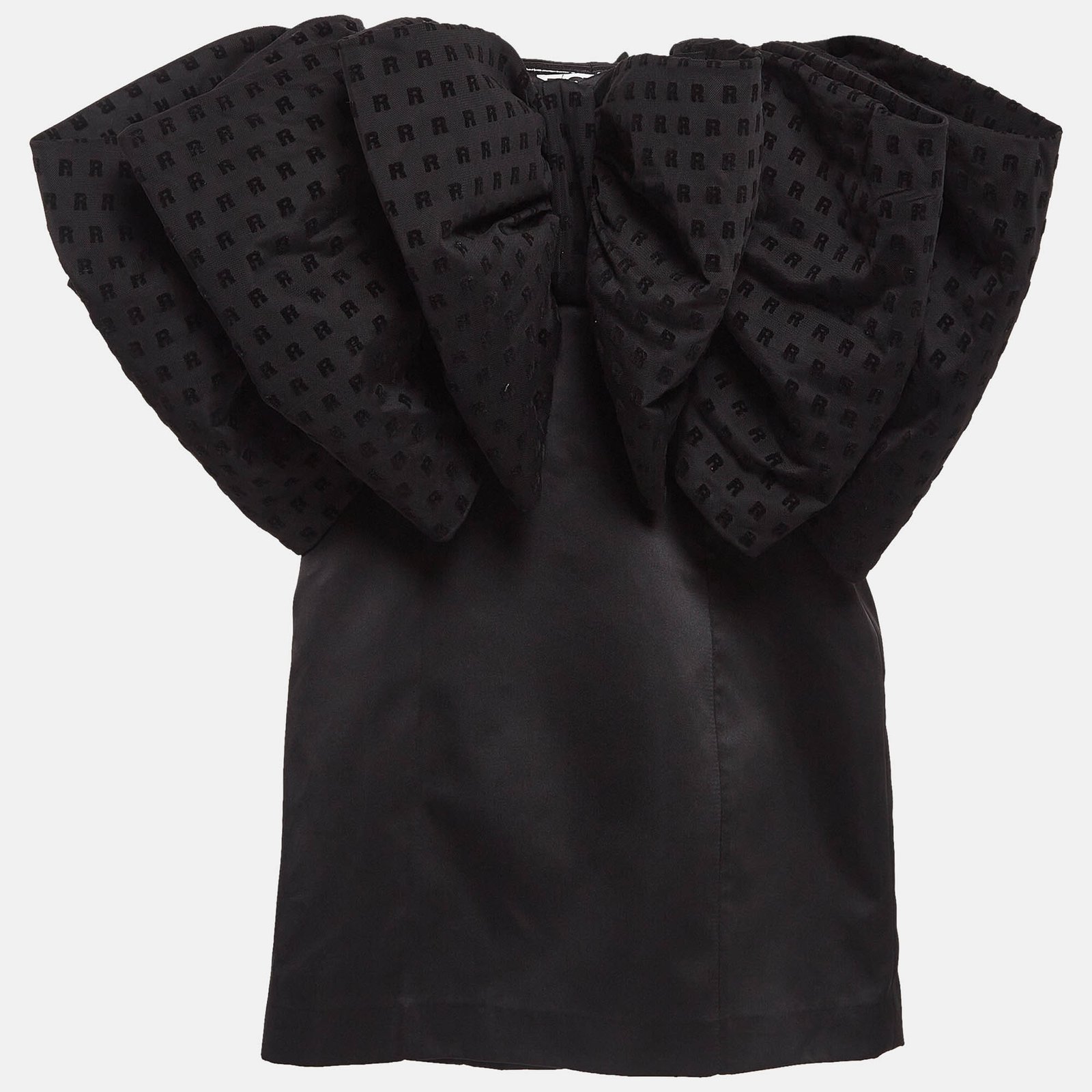 Rotate Birger Christensen Black Satin and Tulle Bow Detail Natalie Mini Dress S