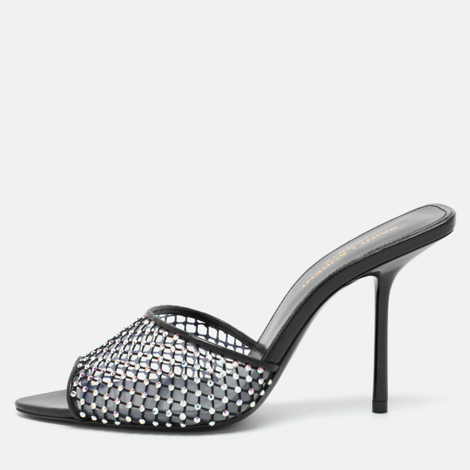 Saint Laurent Transparent Embellished PVC Slide Sandals Size 36
