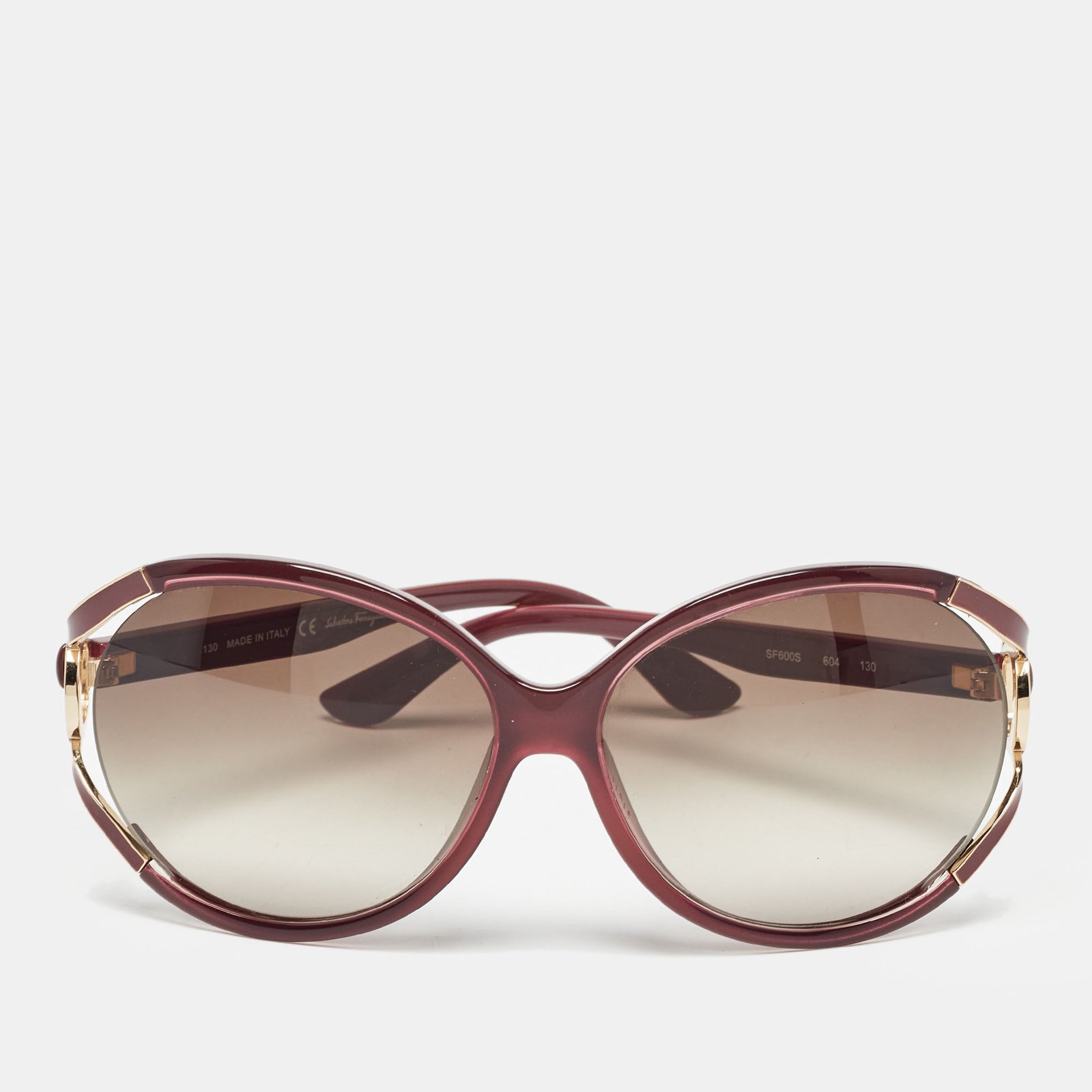 Salvatore Ferragamo Burgundy/Brown Gradient Gancini Oversized Sunglasses