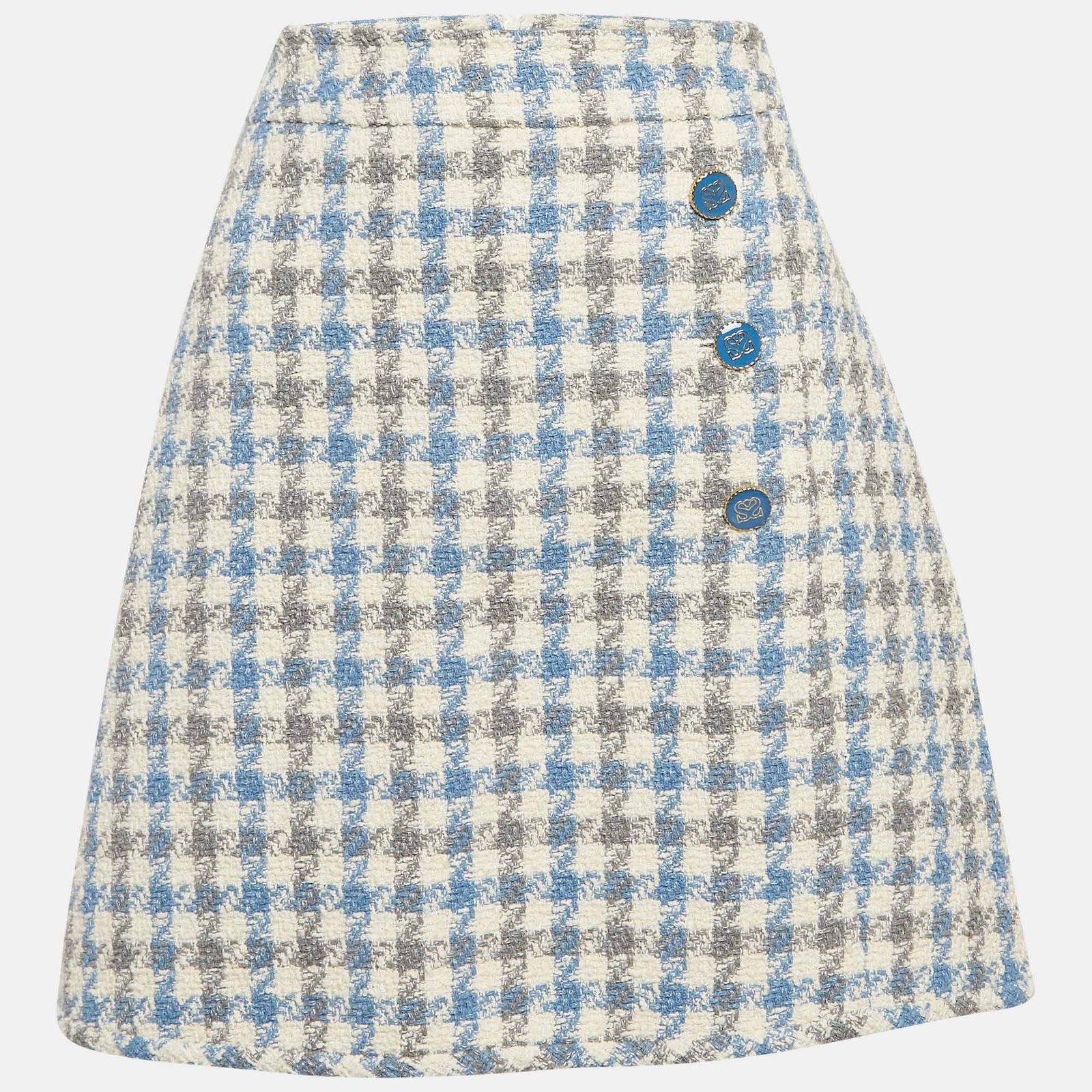 Sandro Blue Houndstooth Tweed Short Skirt L
