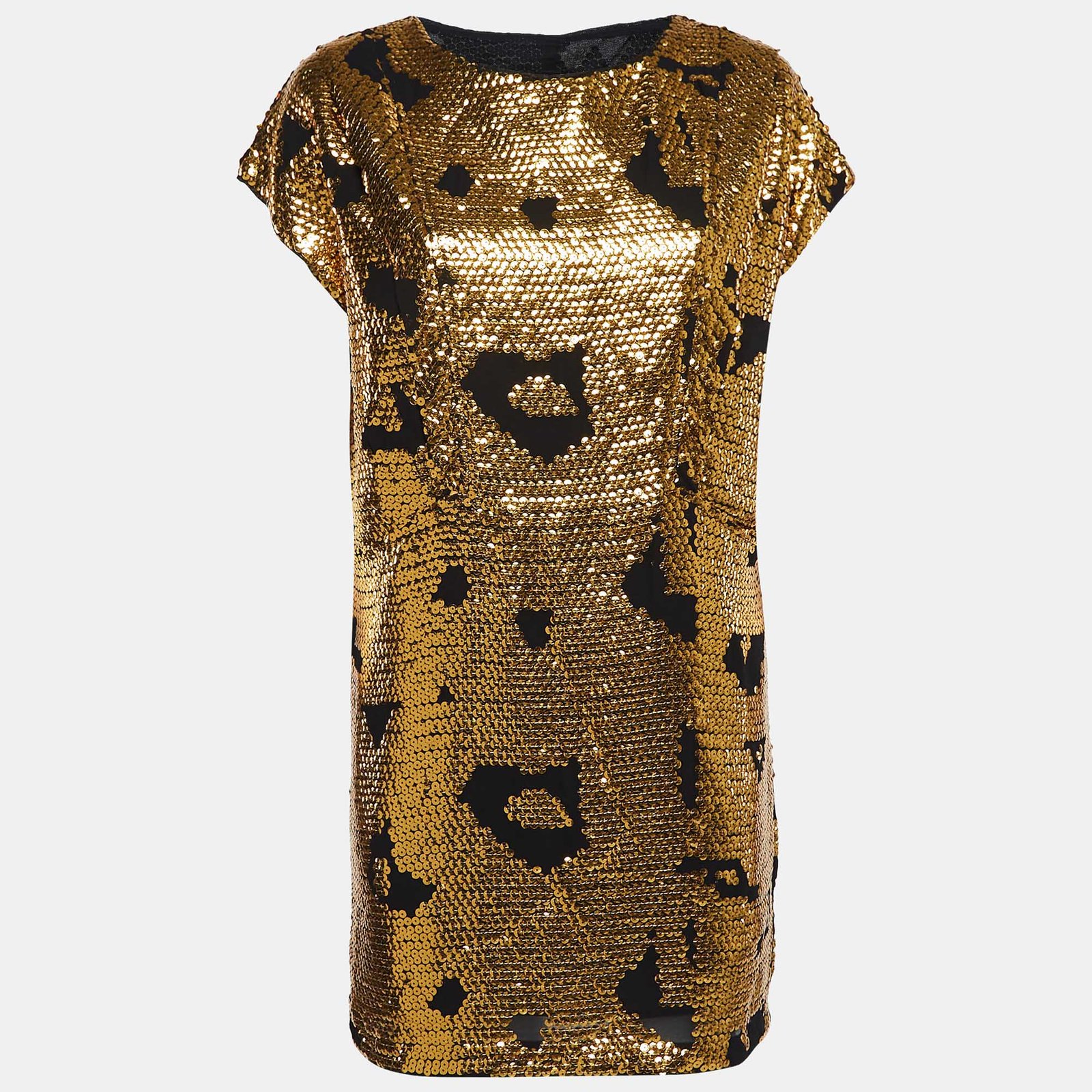 See by Chloé Gold Sequin Crepe Mini Dress S