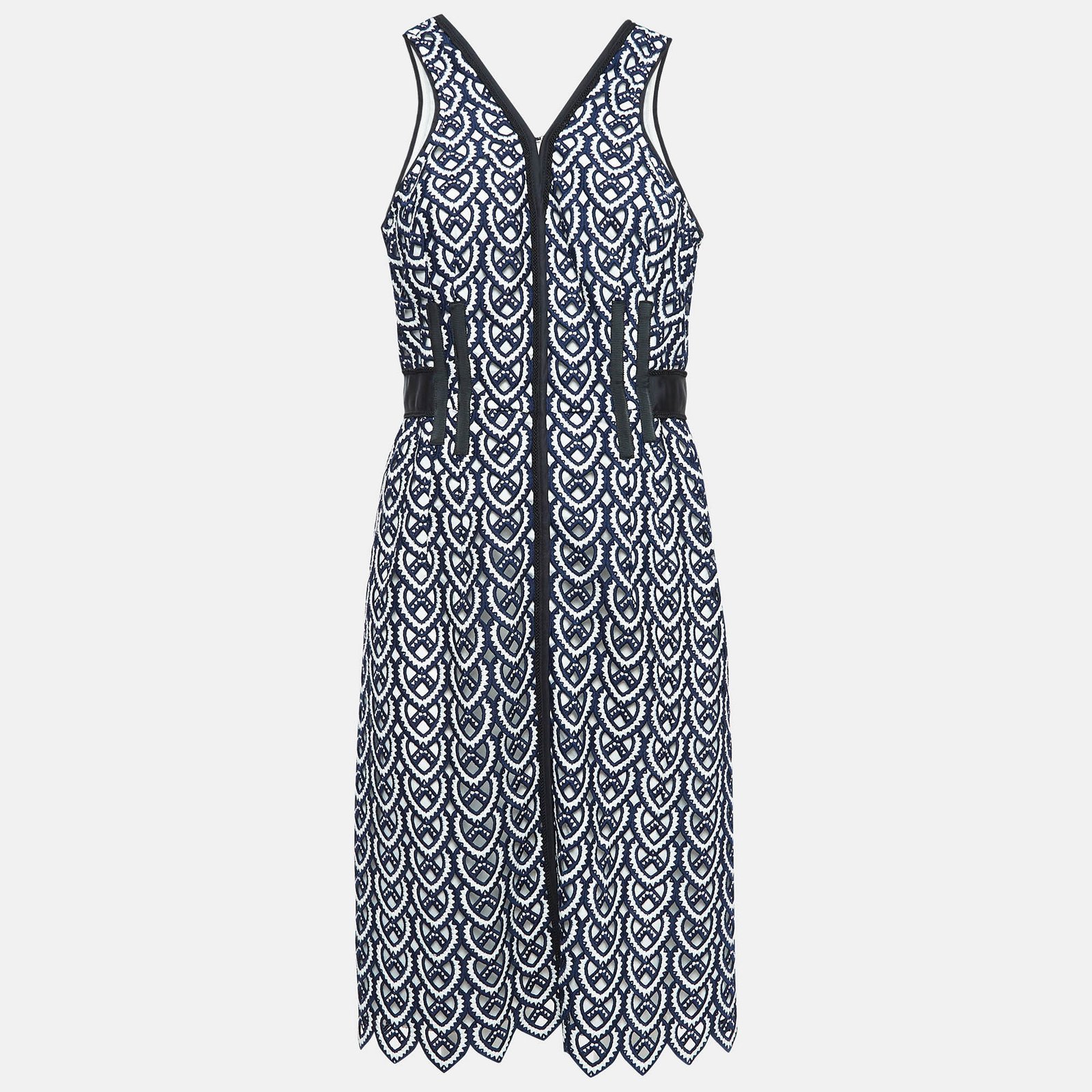 Self-Portrait Navy Blue Guipure Lace Midi Dress M