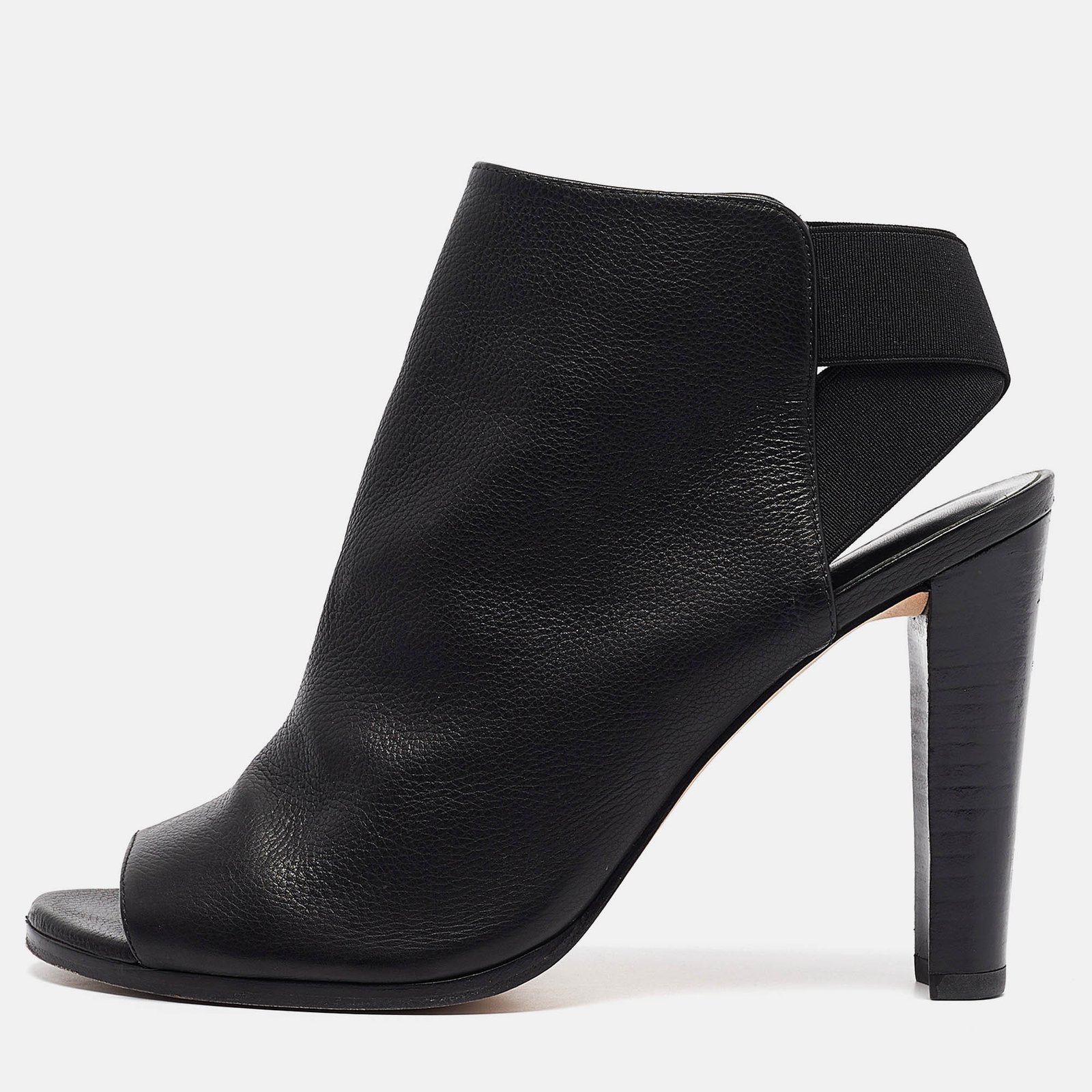 Stuart Weitzman Black Leather Cutout Elastic Booties Size 39