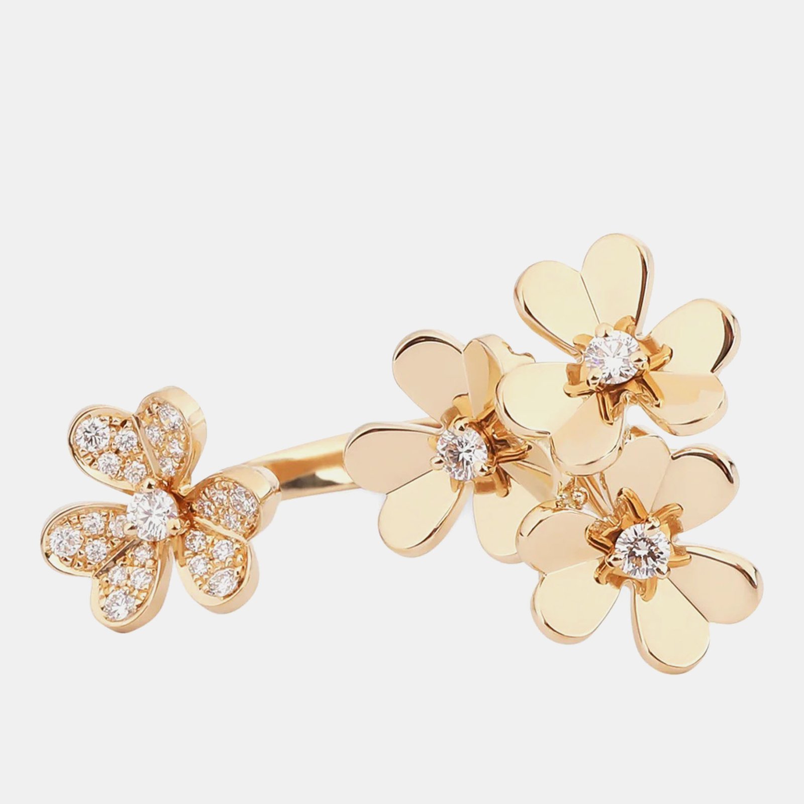 Van Cleef & Arpels 18k Yellow Gold Frivole Fashion Ring 0.37 CTW EU 54