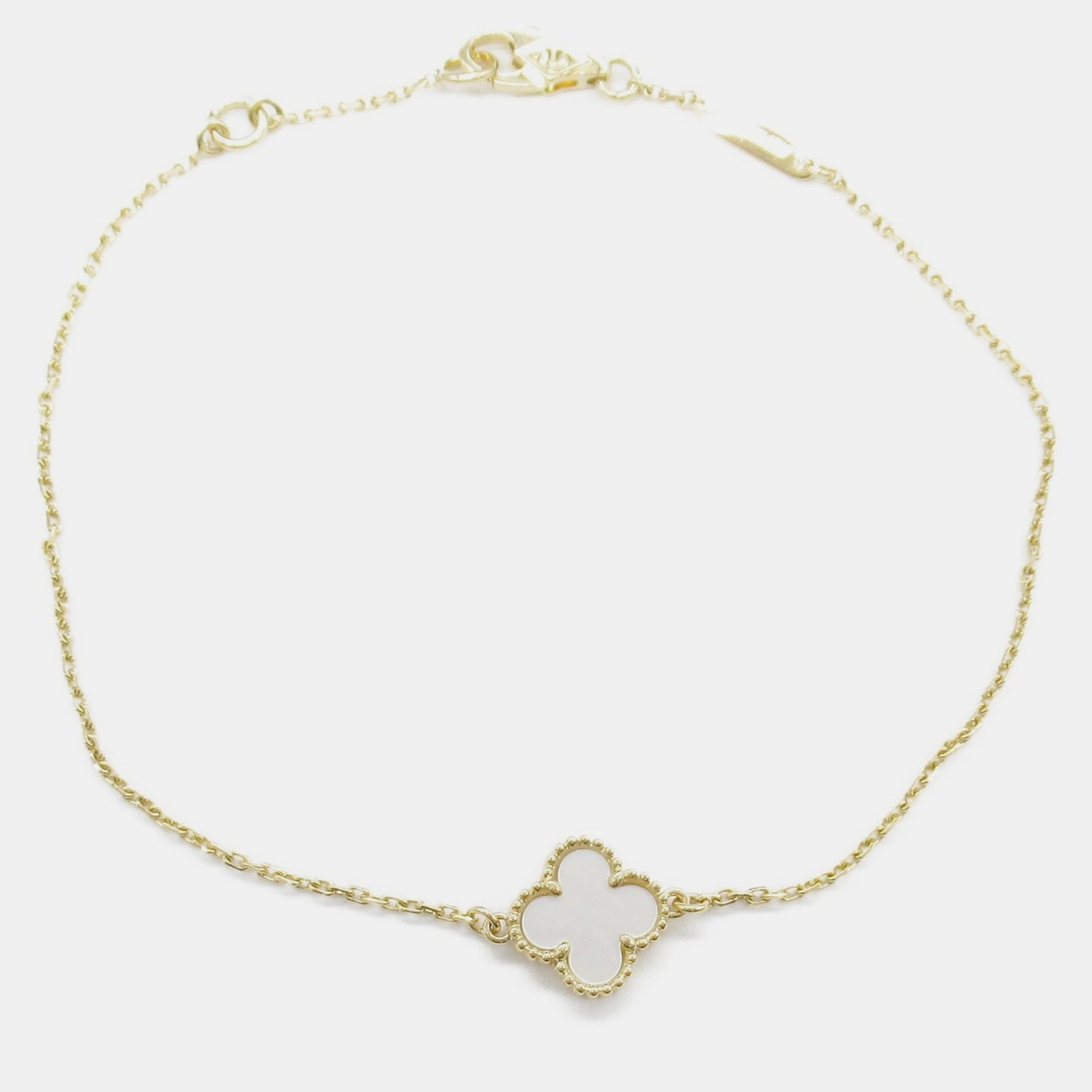 Van Cleef & Arpels 18K Yellow Gold Sweet Alhambra White Mother of Pearl Bracelet