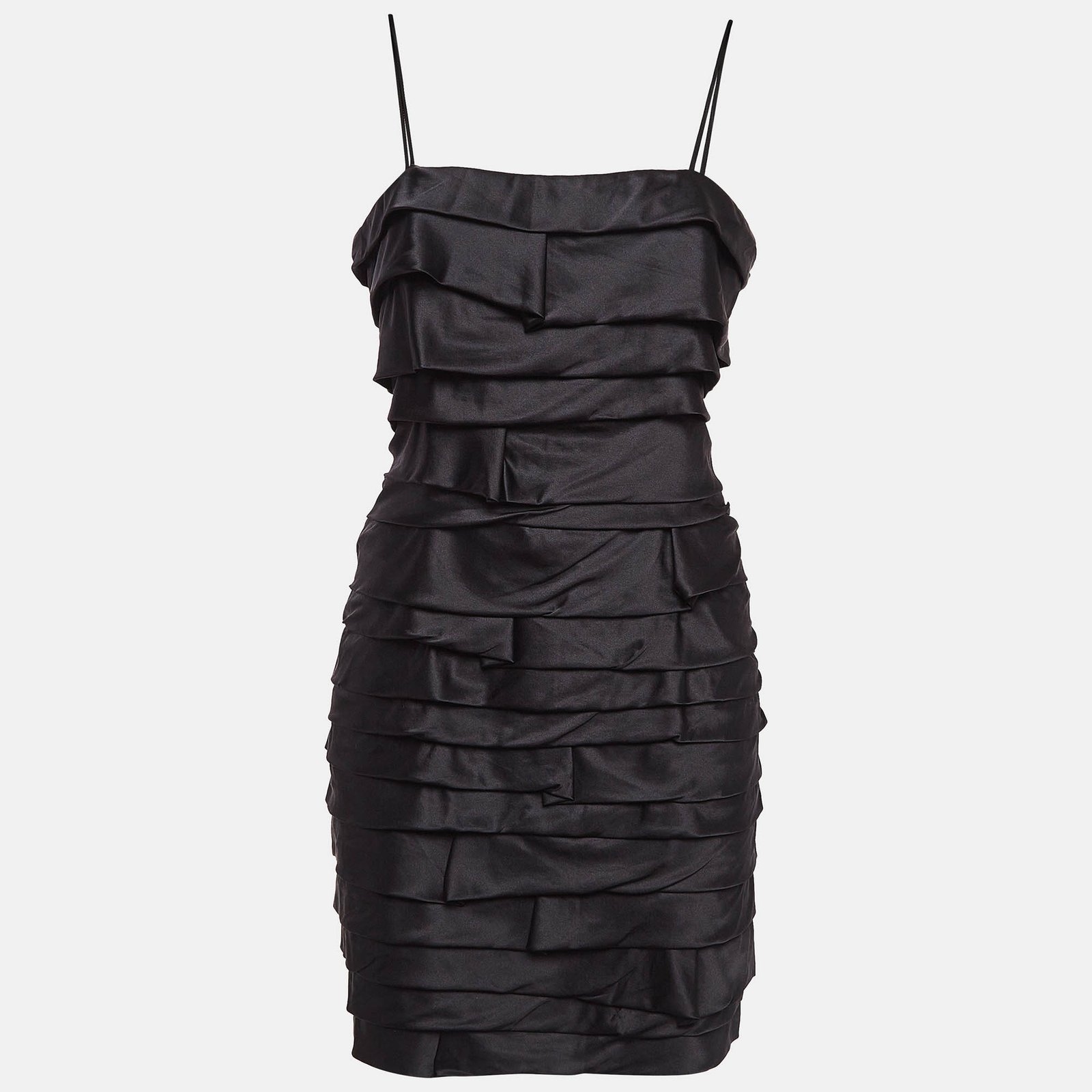 Versace Jeans Couture Black Satin Ruffled Mini Dress M