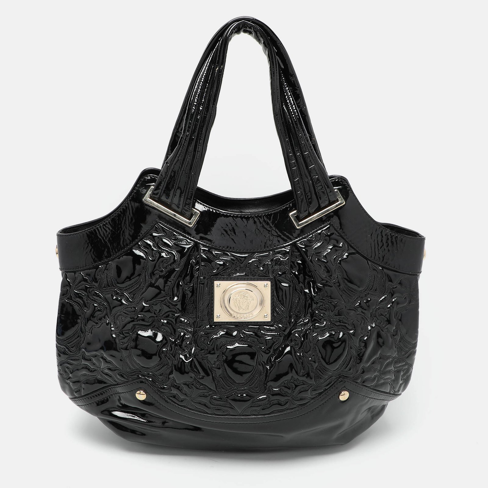 Versace Black Patent Leather Satchel