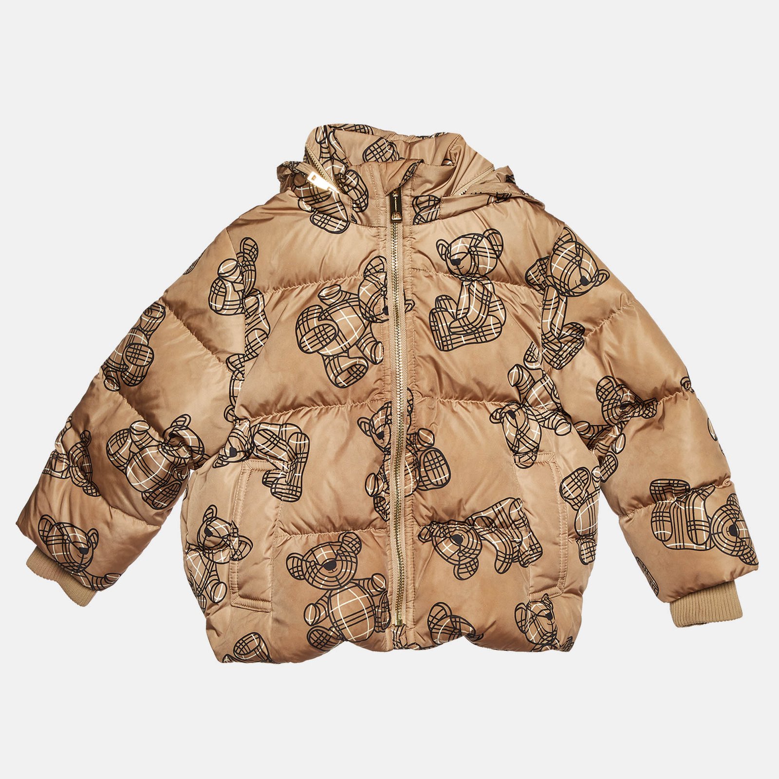 Burberry Kids Brown Thomas Bear Print Puffer Jacket 3 Yrs