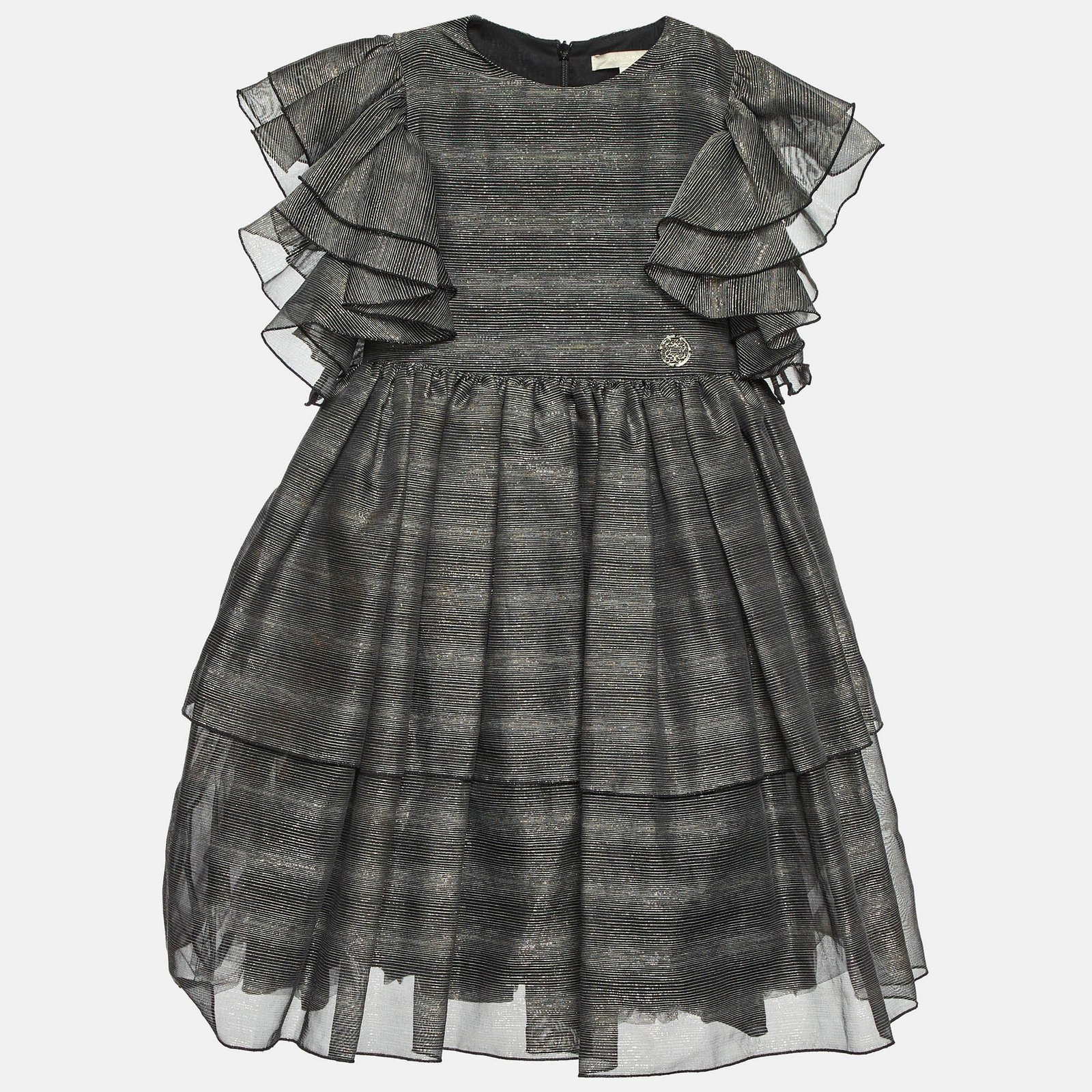 Elie Saab Kids Black Lurex Mesh Flared Dress 6 Yrs