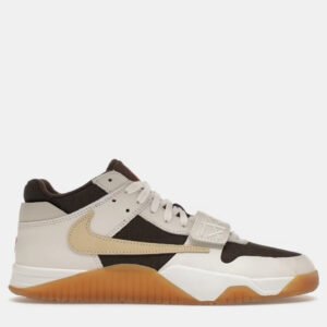 Air Jordan Dark Brown/Off White Canvas Jordan Jumpman Jack TR Travis Scott Sail Sneaker Size EU 42