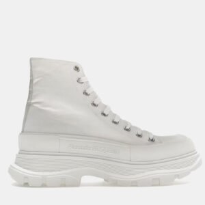 Alexander McQueen White Tread Slick Lace Up Boots Size EU 42
