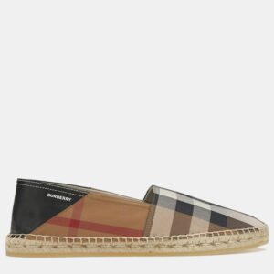 Burberry Black/Beige/Brown Check Espadrilles Size EU 44