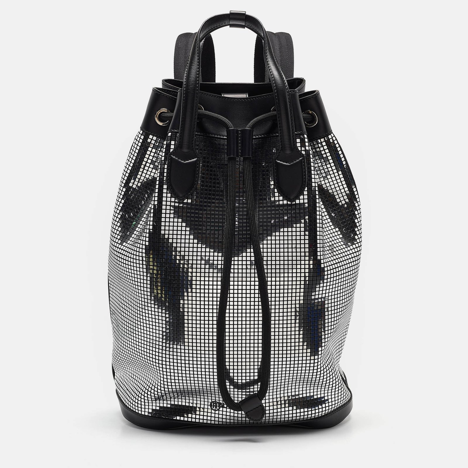 Burberry Black/Silver Mirror Effect Suede and Leather Backpack