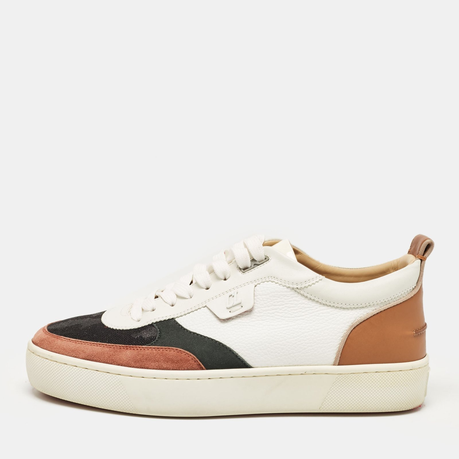 Christian Louboutin Multicolor Leather and Suede Happyrui Lace Up Sneakers Size 44