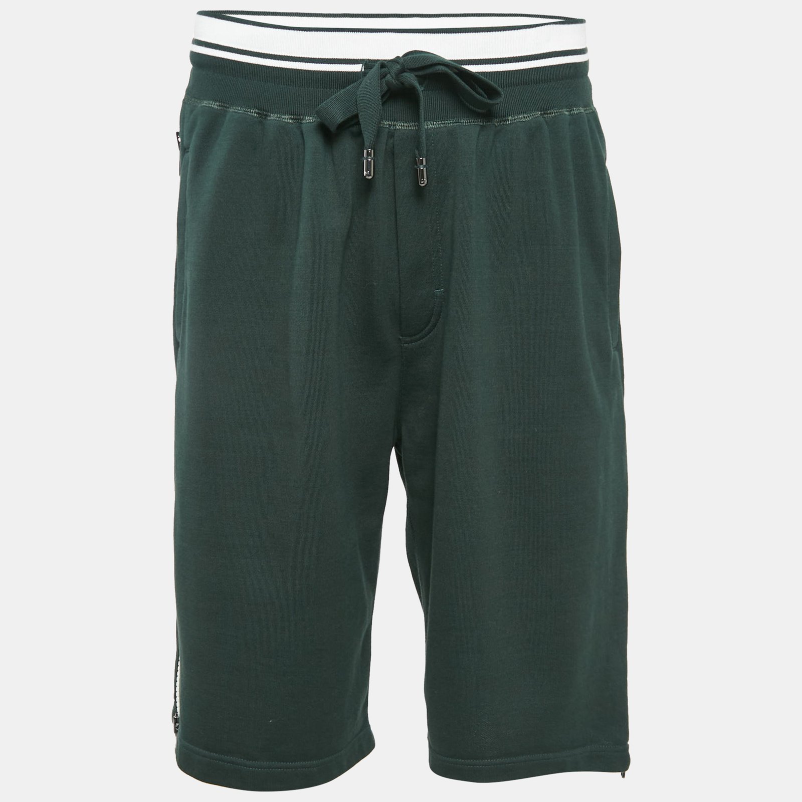 Dolce & Gabbana Green Cotton Knit Drawstring Shorts M