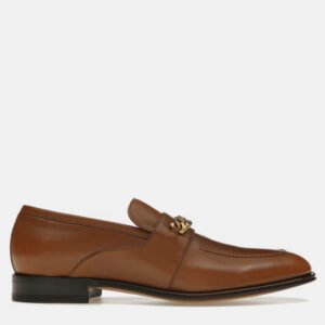 Gucci Brown Leather Interlocking G Chain Loafers EU 43