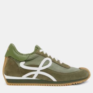 Loewe Olive/White Suede and Leather Flow Runner Low Top Sneaker EU 41