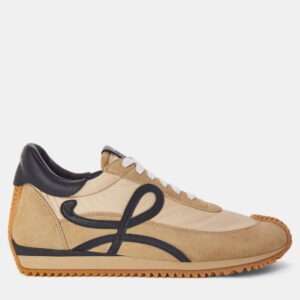Loewe Gold/Black Suede and Leather Flow Runner Low Top Sneaker EU 41