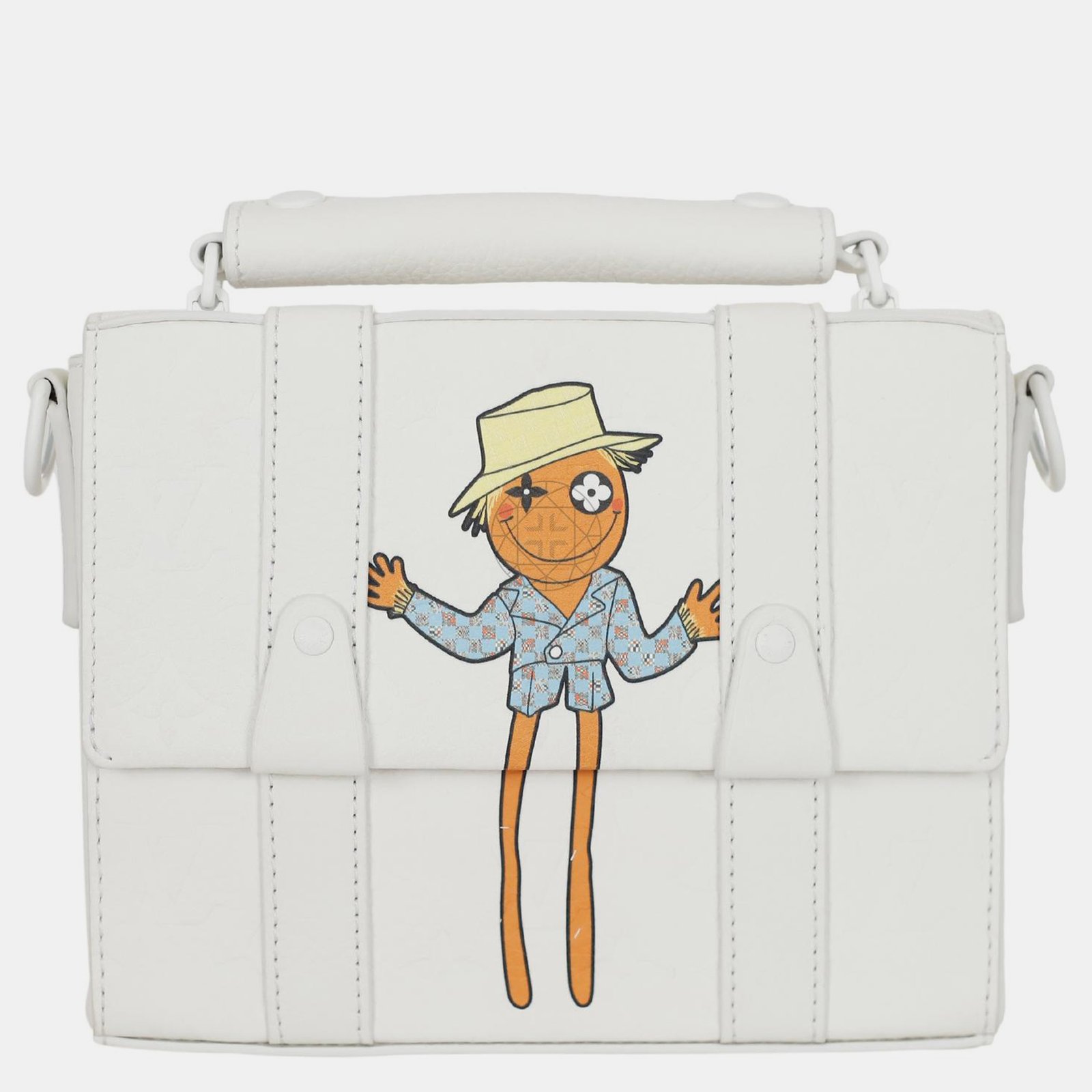Louis Vuitton White Lambskin Leather Scarecrow Flap Soft Messenger Trunk