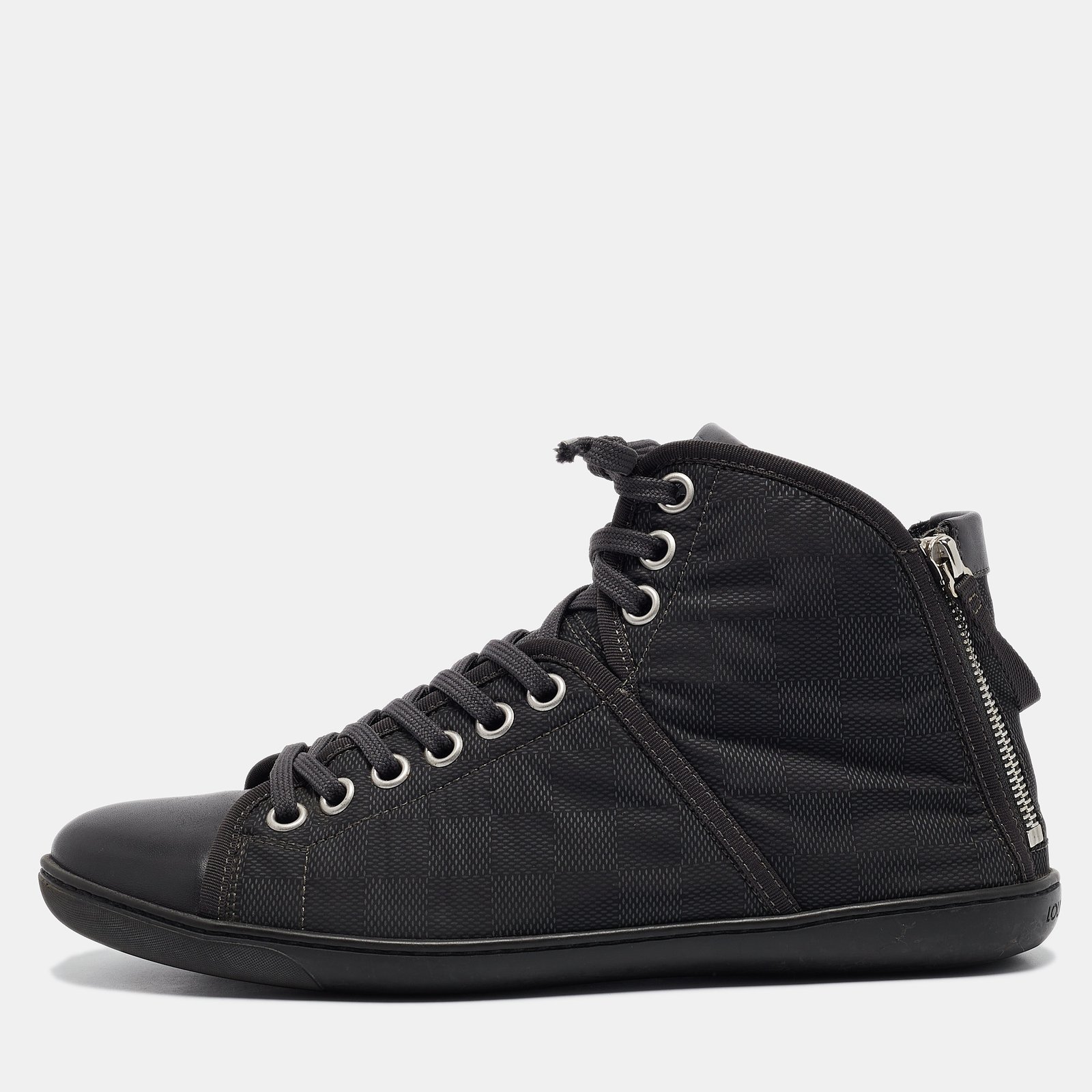 Louis Vuitton Black Nylon and Leather High Top Sneakers Size 41