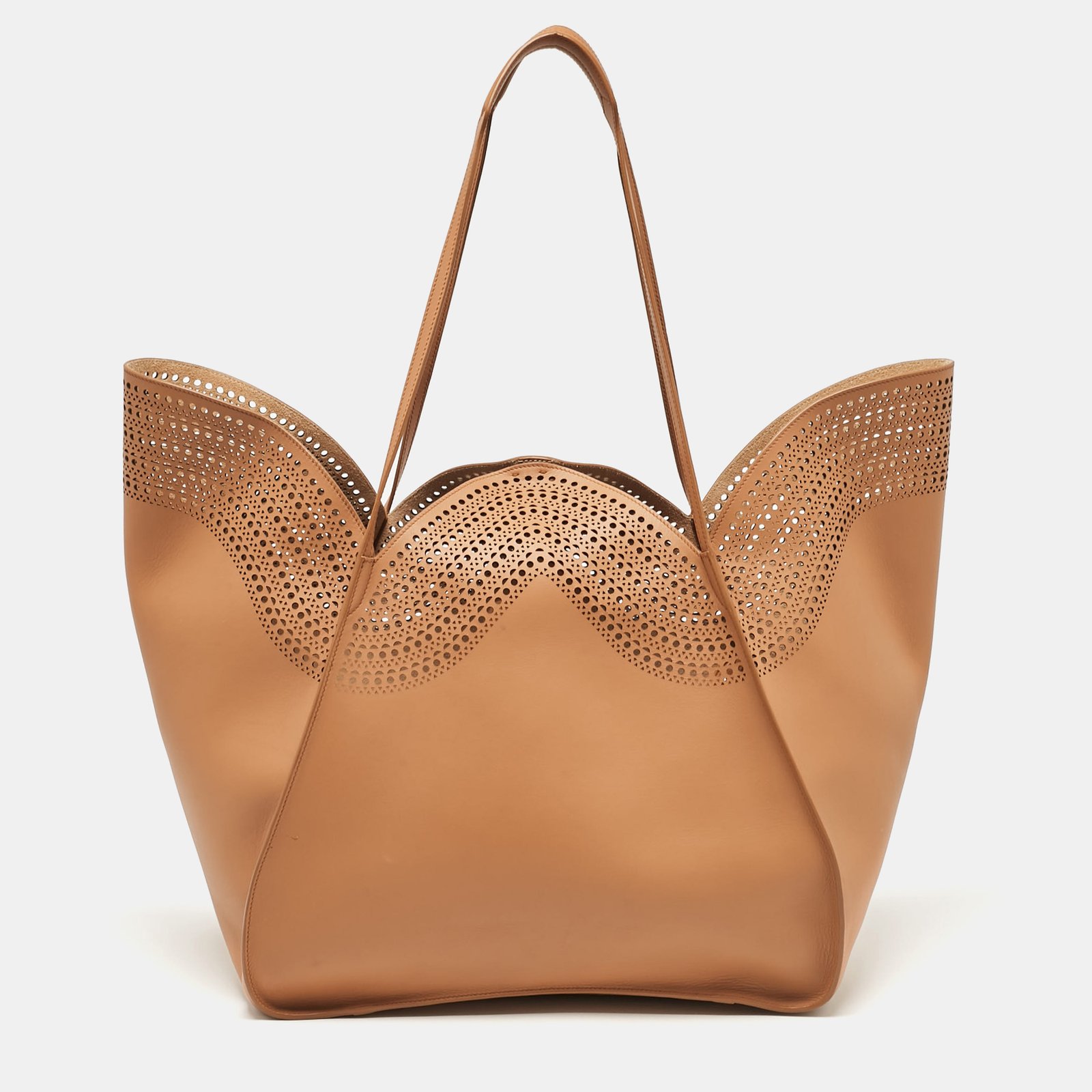 Alaia Brown Vienne Laser Cut Leather Large Lili Tote