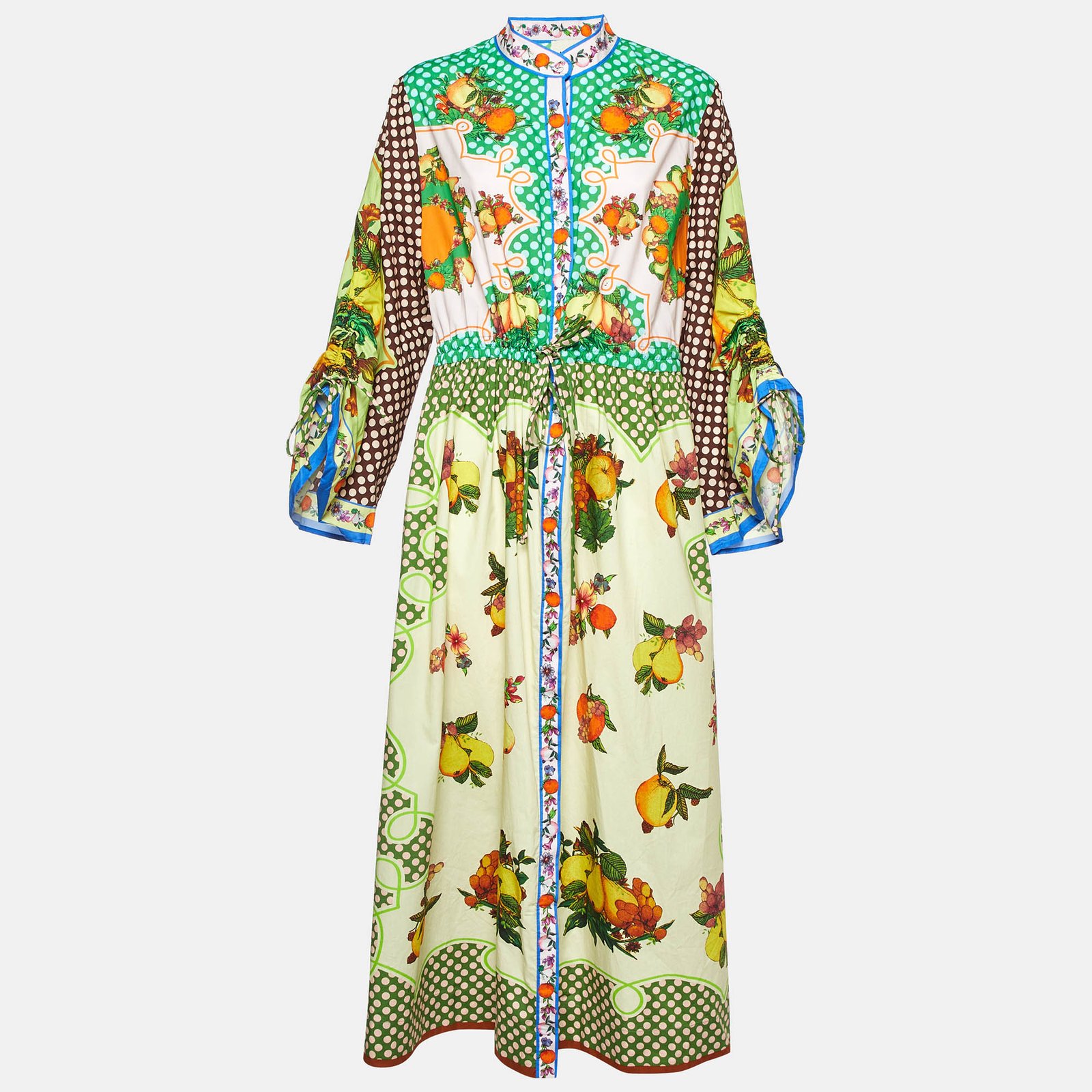 Alemais Multicolor Lemonis Print Cotton Midi Shirt Dress L
