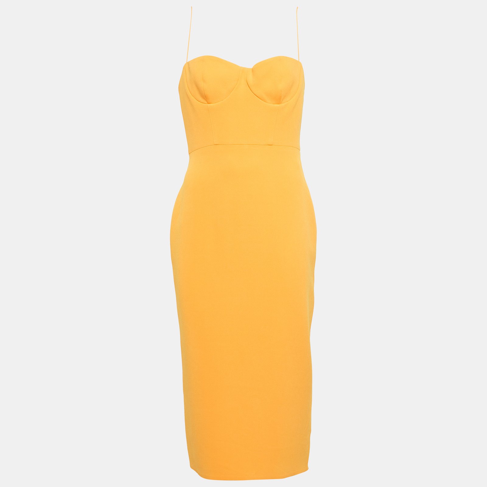 Alex Perry Orange Stretch Crepe Lee Midi Dress M