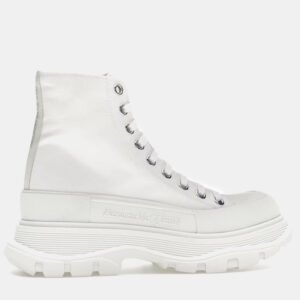 Alexander McQueen White Tread Slick Lace Up Boots Size EU 39