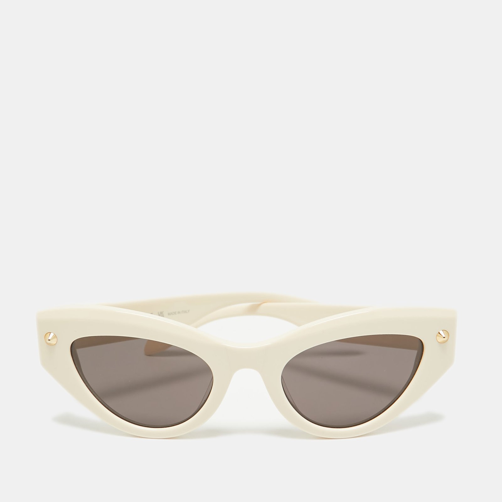 Alexander McQueen Cream/Black Spike Stud Cat Eye Sunglasses