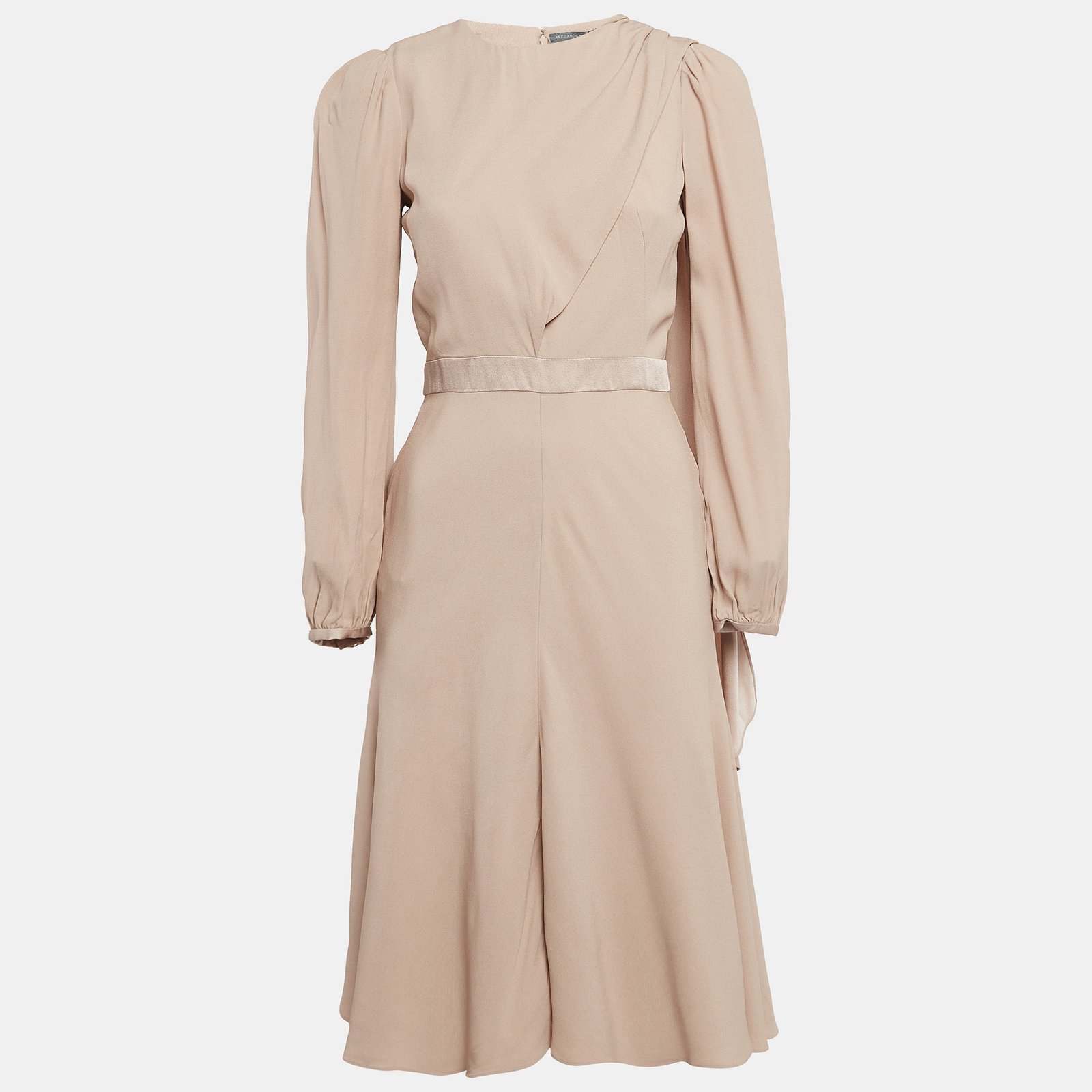 Alexander McQueen Tan Crepe Drape Style Short Dress S