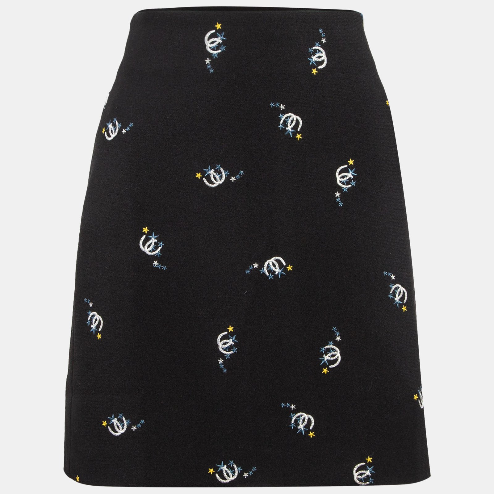 McQ by Alexander McQueen Black Jersey Printed Pencil Midi Skirt M