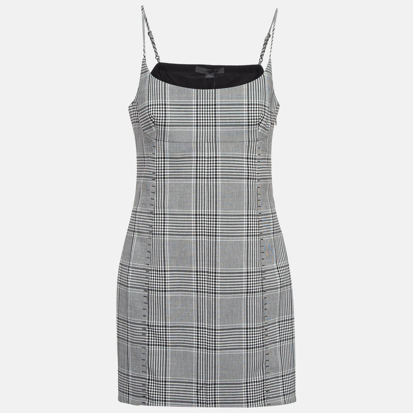 Alexander Wang Grey Plaid Wool Blend Scoop Neck Mini Dress L