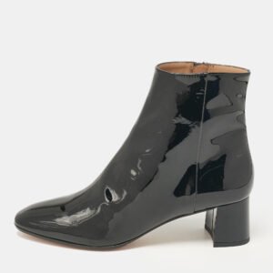 Aquazzura Black Patent Leather Ankle Length Boots Size 41