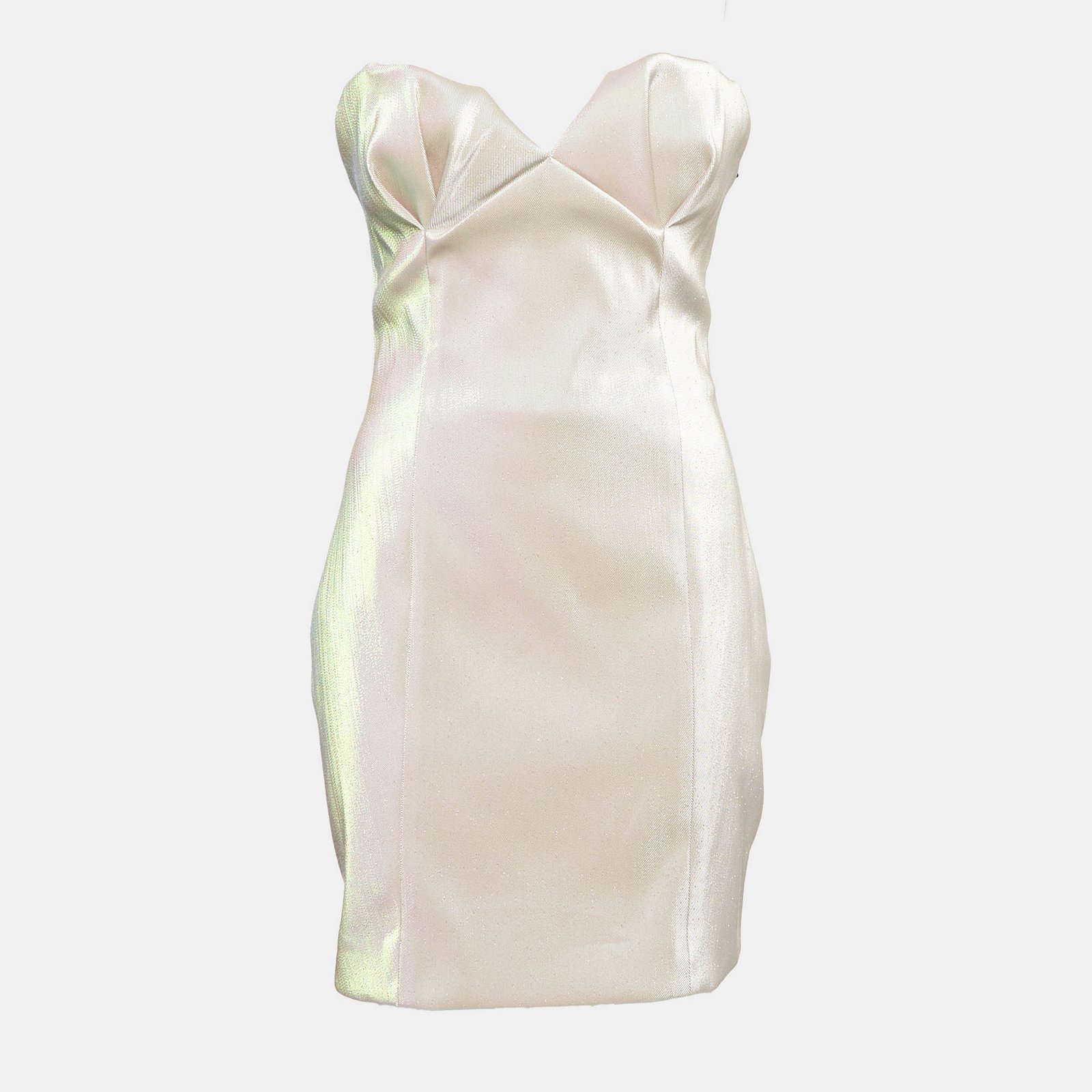Area Champagne Pink Lame Strapless Mini Dress M