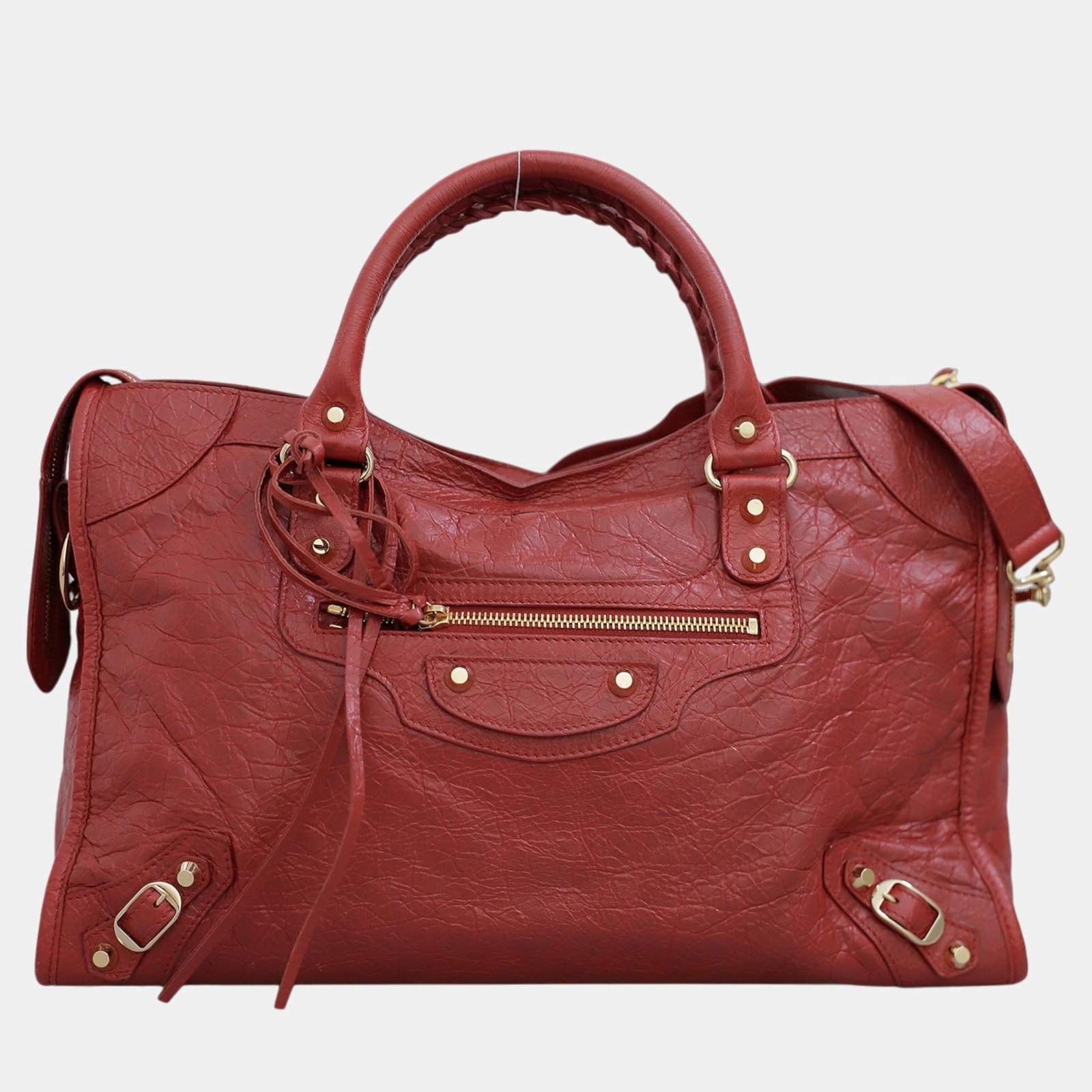 Balenciaga Red Lambskin Leather Agneau Gold Hardware Classic City Bag