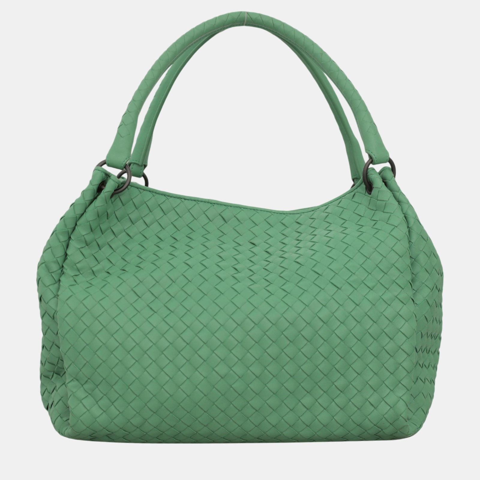 Bottega Veneta Green Leather Intrecciato Shoulder Bag