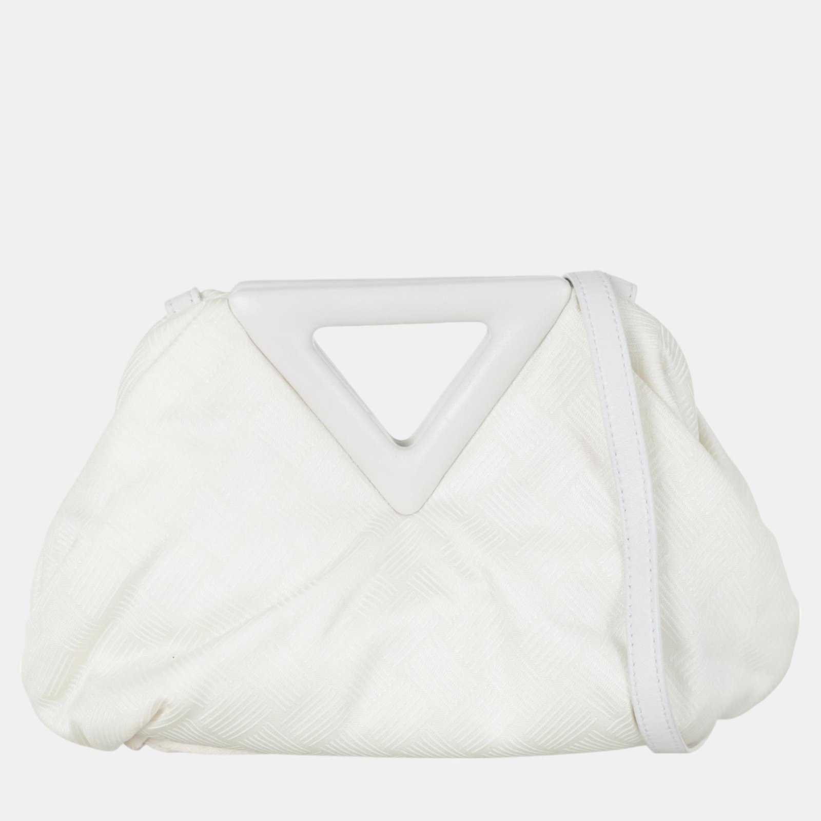 Bottega Veneta White Fabric and Leather Point Shoulder Bag