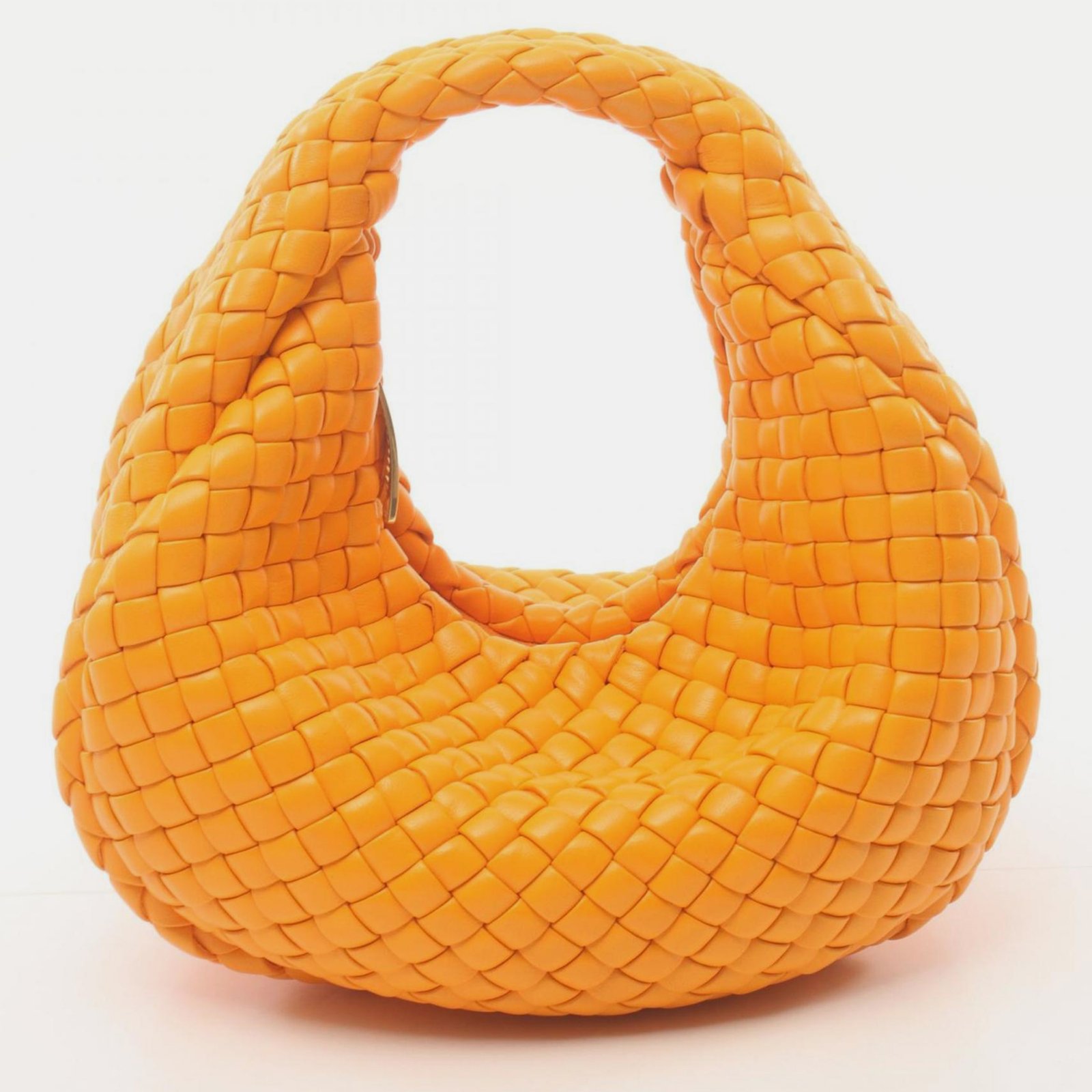 Bottega Veneta Leather Orange Padded Jodie Intrecciato Handbag