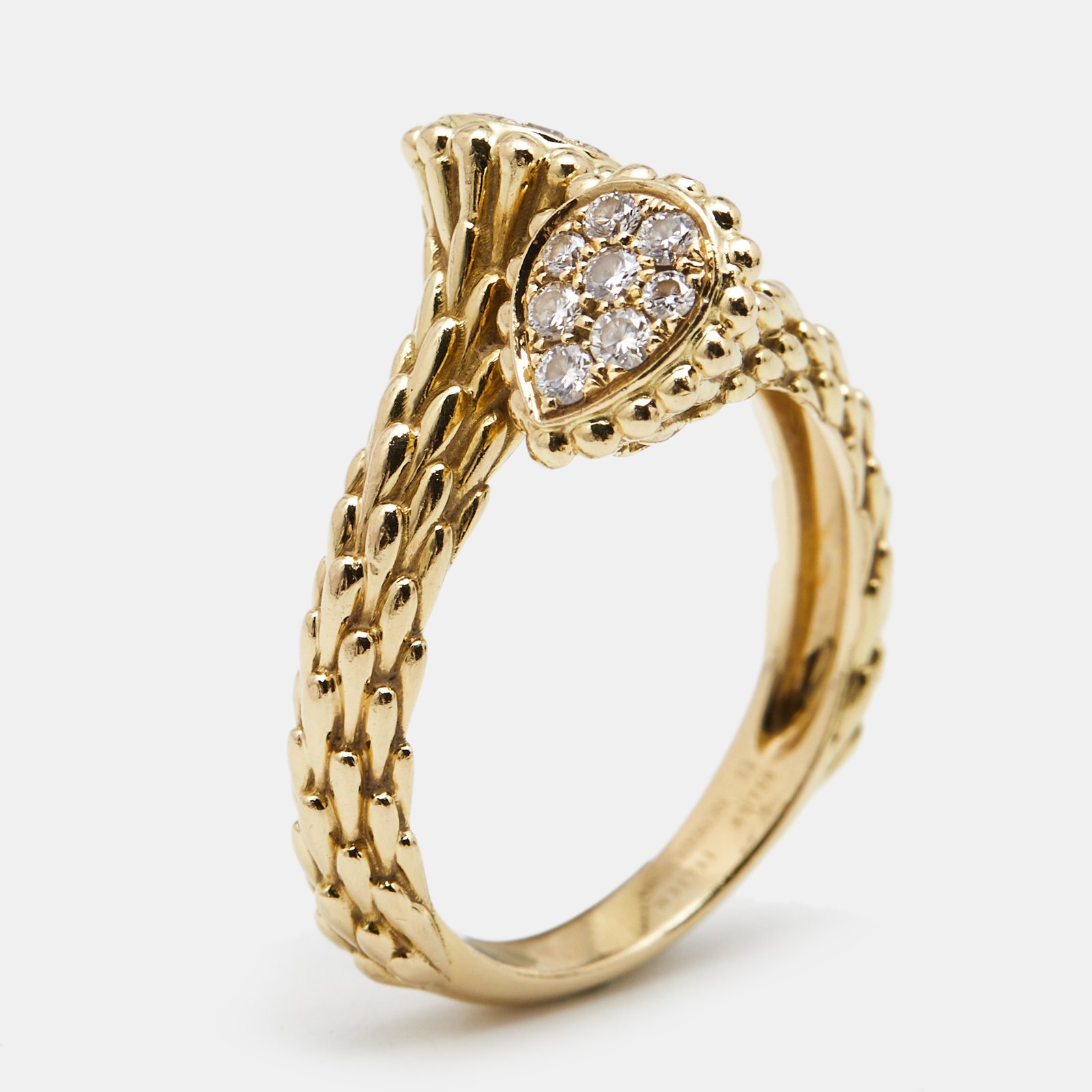 Boucheron Serpent Boheme Toi et Moi XS Motif Diamond 18k Yellow Gold Ring Size 53