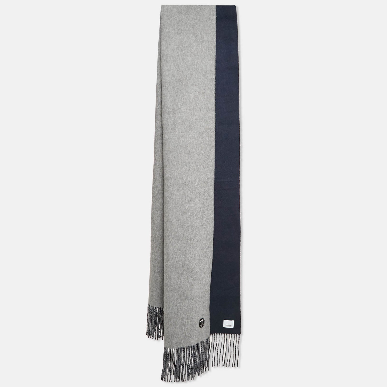 Burberry Grey/Blue Brushed Cashmere Reversible Scarf
