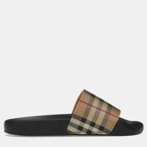 Burberry Black/Beige House Check Slides Size EU 38