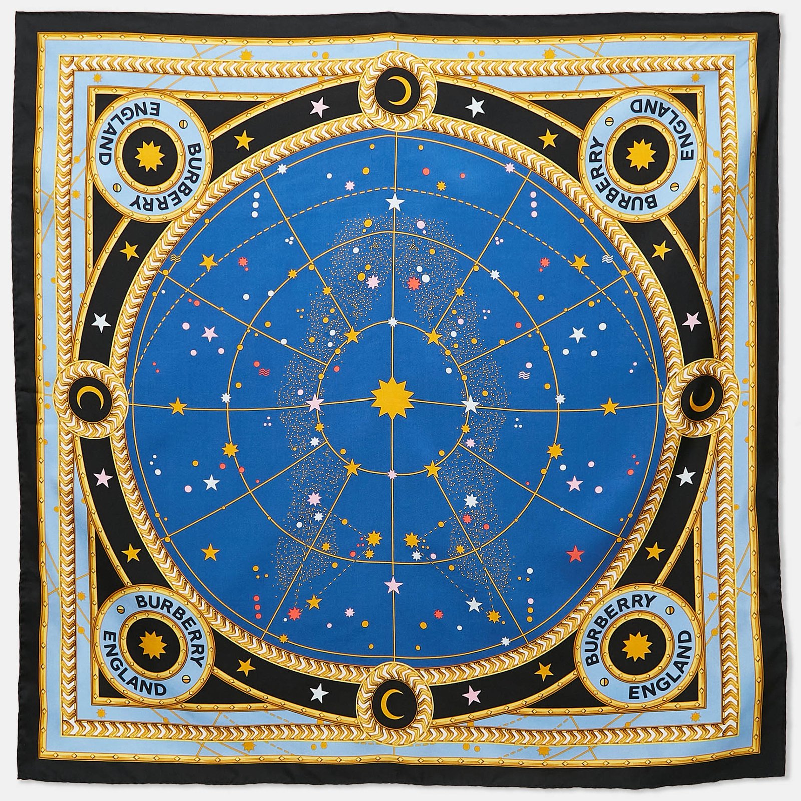 Burberry Blue Astrological Print Silk Square Scarf
