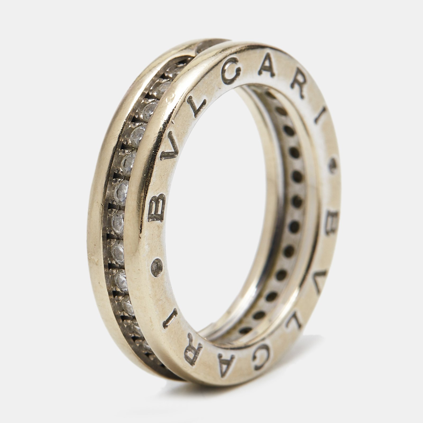 Bvlgari B.Zero1 1-Band Diamond 18k White Gold Band Ring 50