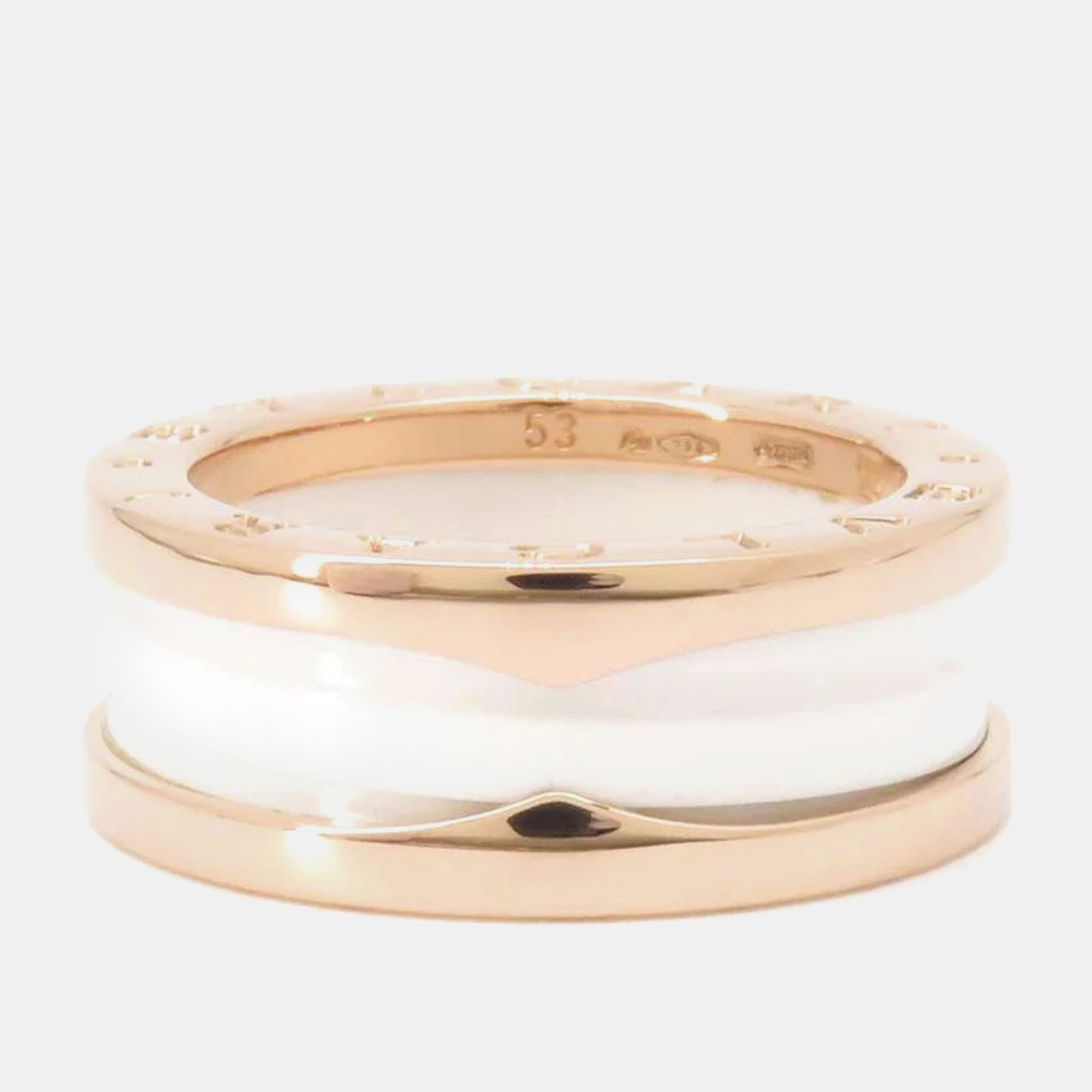 Bvlgari 18k PG White Ceramic B.Zero1 2-band Ring Size 53/#13